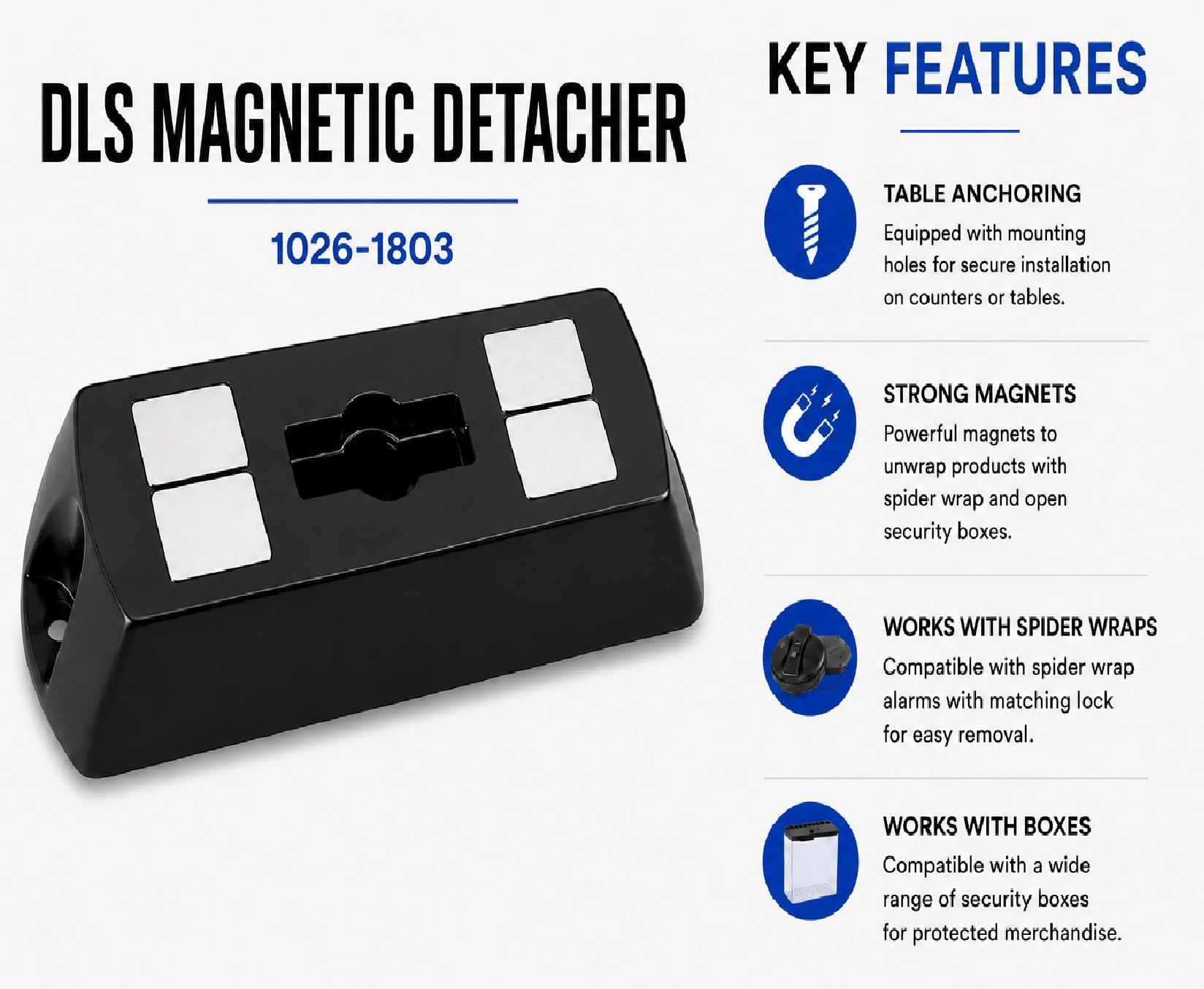 DLS Chiave Magnetica Fortknox per Box Antitaccheggio e Allarmi Ragno Spider Wrap, Strumento Antifurto Professionale per Negozi – EAS Magnetic Detacher 1026-1803 141010 D807_B2