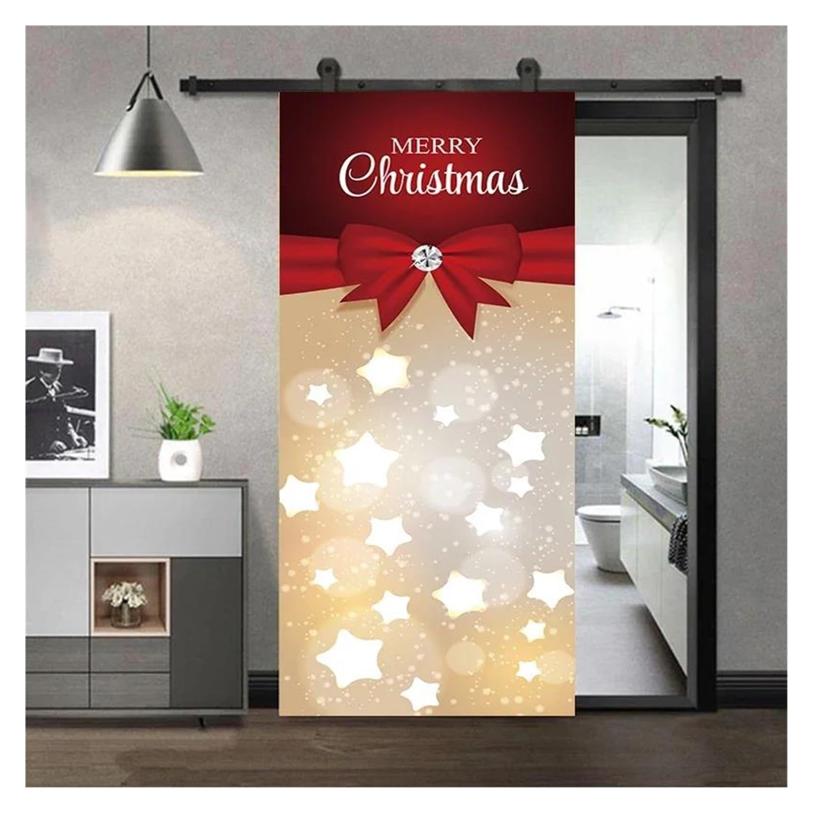 Autocollants de porte de Noël imperméables en PVC 3D lavable pour rénovation