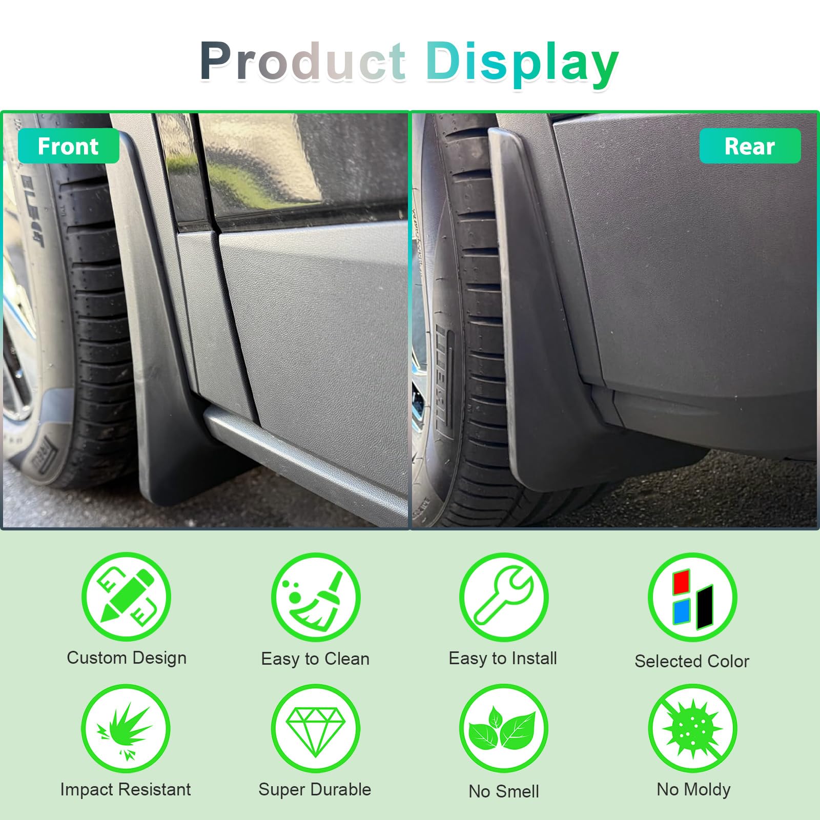 GAFAT Compatibile con VW ID.4 ID.5 GTX Pro Parafango 2021-2025 2026, Facelift ID4 2025 Paraspruzzi Anteriore e Posteriore, Non Necessita di fori in Plastica ABS, ID.4 Accessori (4 Pezzi)