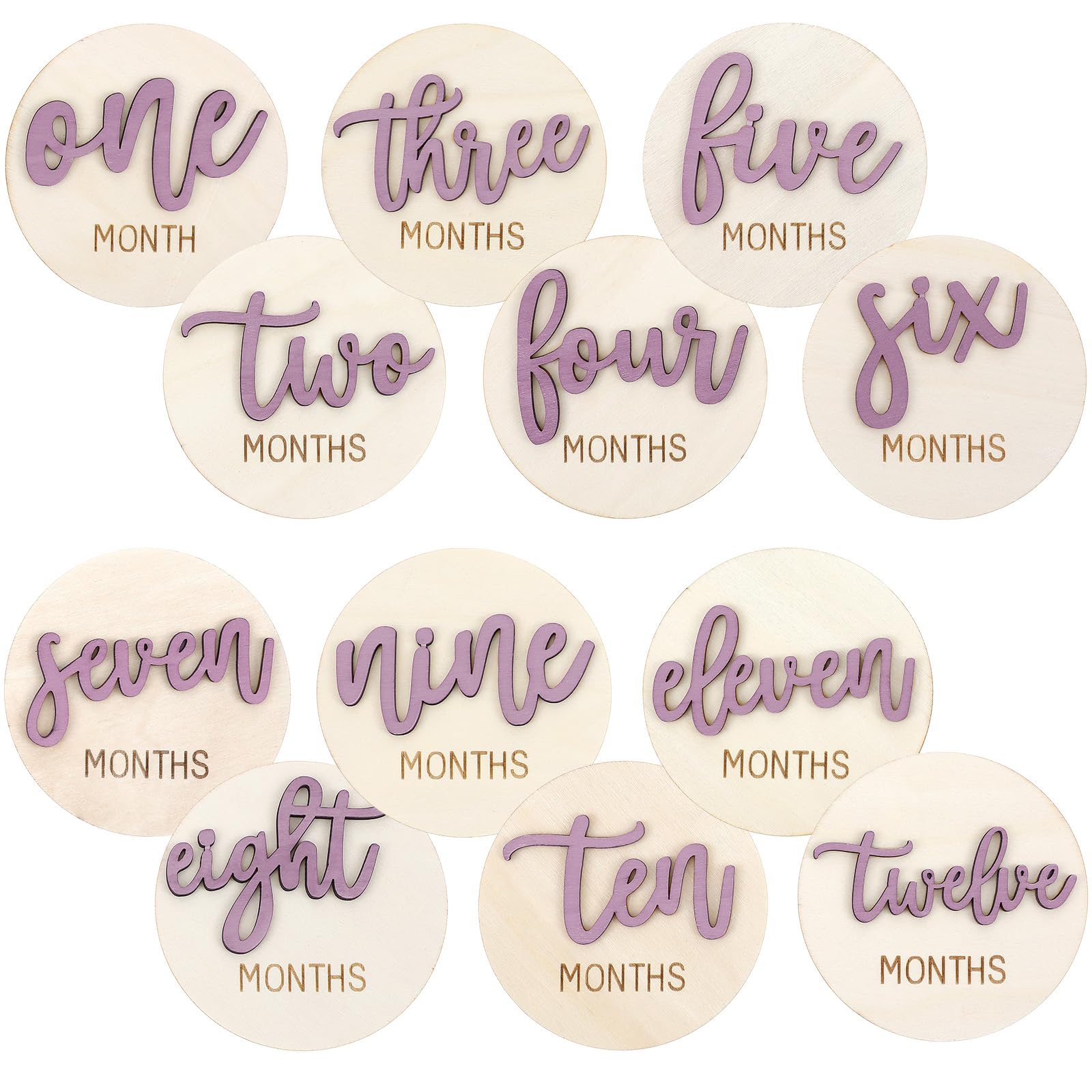 6 PCS Baby Monthly Milestone Cards, Double Sided Cards Signs Blush Powder