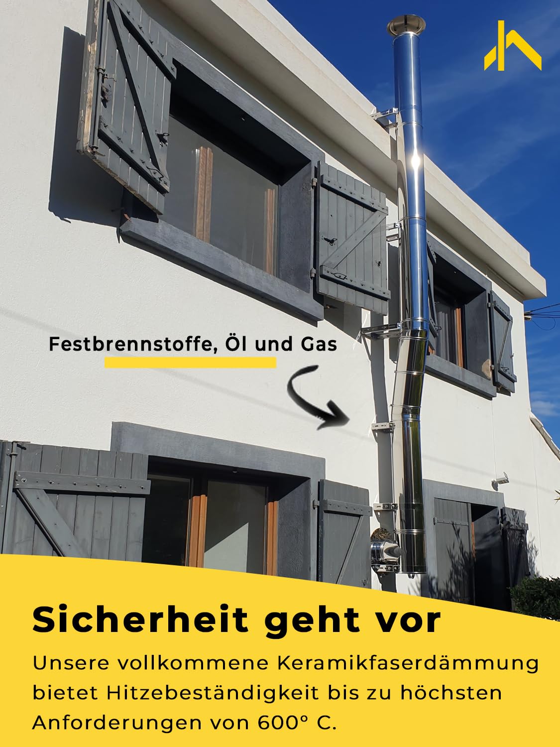 Schornstein Wandhalterung - Verstellbarer Wandhalter aus Edelstahl in allen Durchmessern und Wandabständen (Außendurchmesser Ø200mm, Wandabstand 200-350mm)