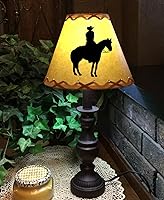 Vista 1 de Rustic Western Cowboy On Horse Black Silhouette Decal Lamp Shade, Clips On Bulb, 9x4x7