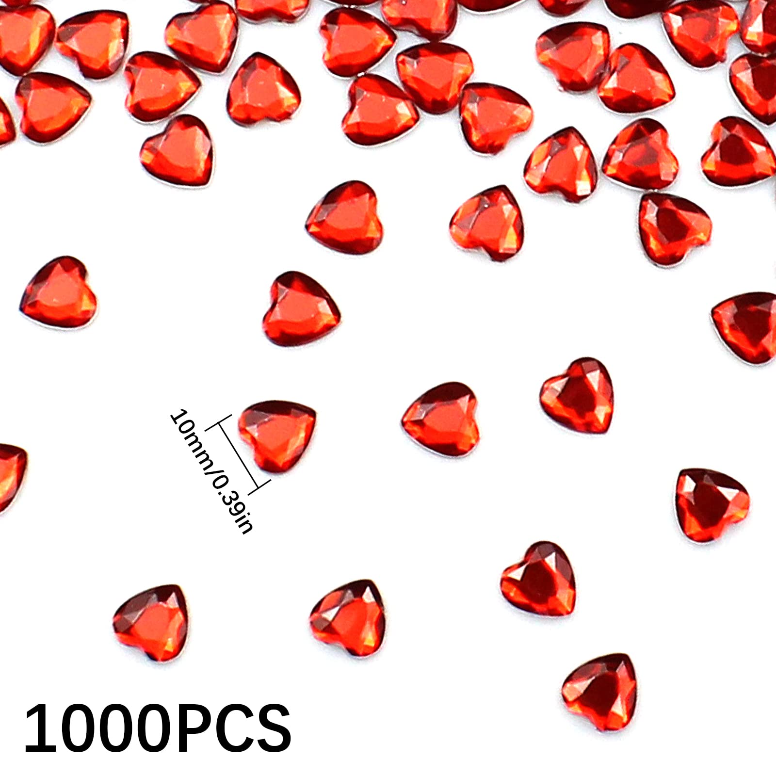 600 Cuori Acrilici Decorativi Rosso - Cristalli A Forma Di Cuore 12 Mm Per Feste E Matrimoni - Foto 6
