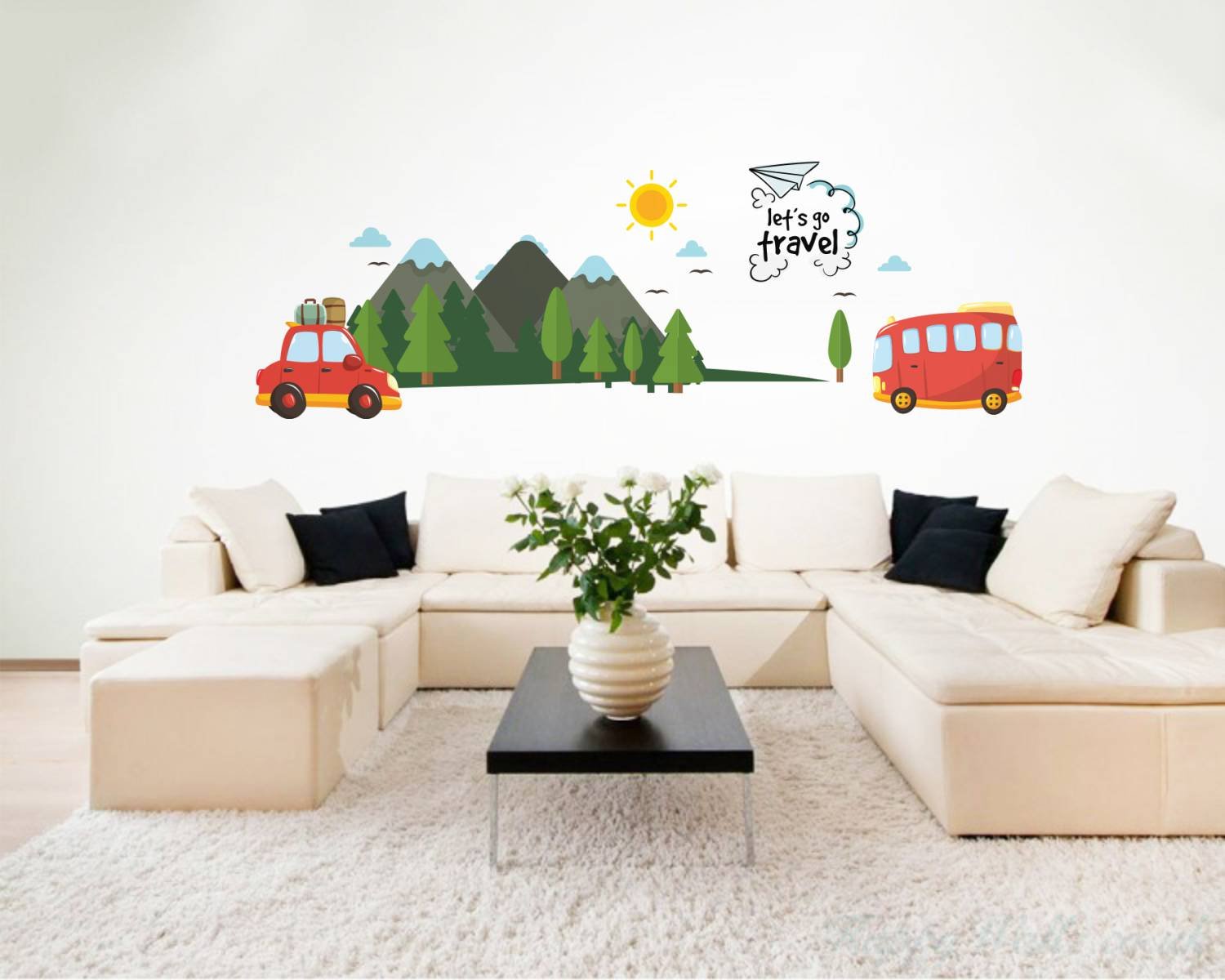 Rawpockets Decals  Lets go Travel and Nature  Extra Large Size Wall Sticker (Wall Coverage Area - Height 45 cms X Width 135 cms)(Pack of 1) (B076B8BJZP) Amazon Price History, Amazon Price Tracker