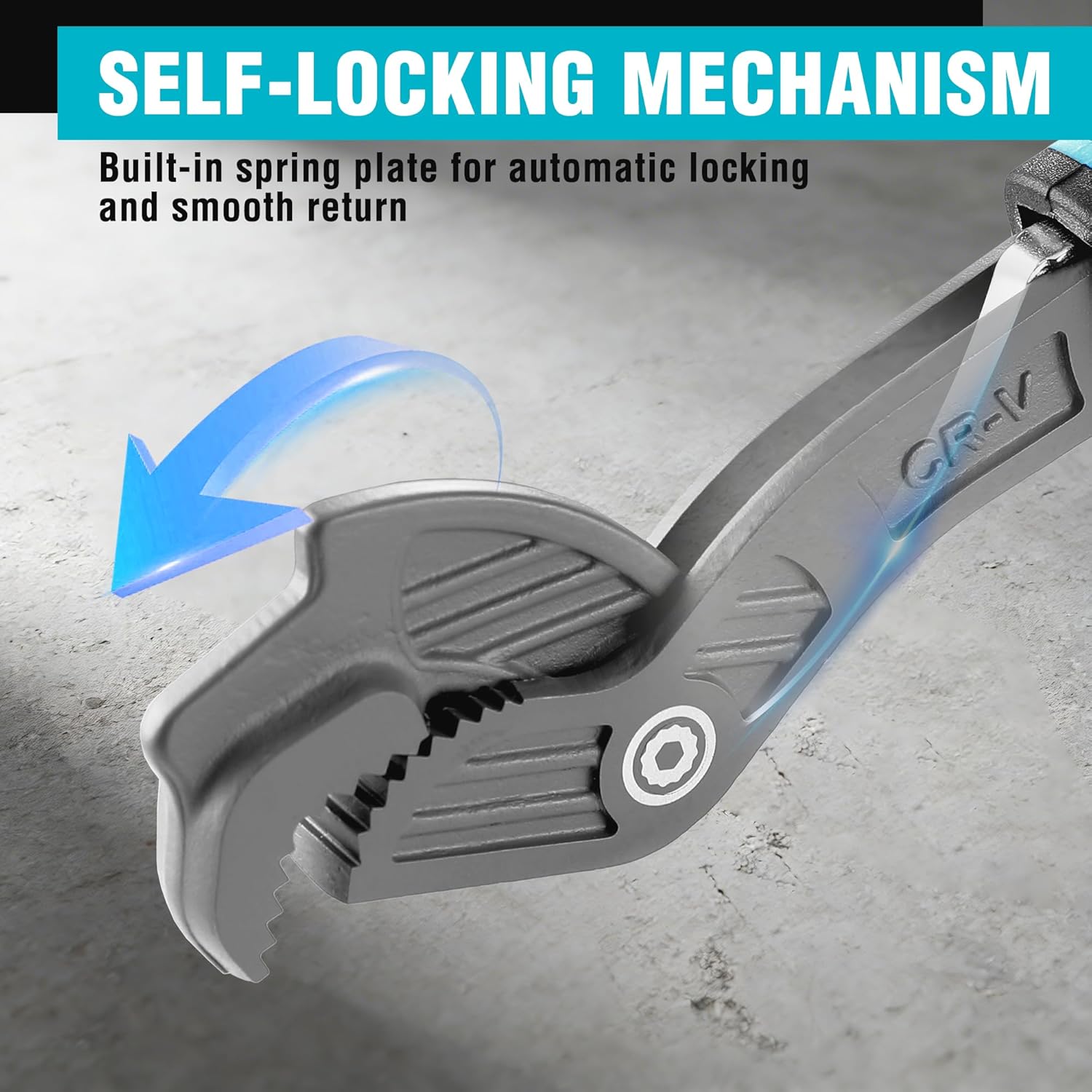 DURATECH 2 PCS Self-Adjusting Wrench Set, 8" & 12" Self-Locking Pipe Wrenches, Adjustable Size 3/8"-1-5/8"(9-41 mm), CR-V Steel, Non-Slip TPR Handle, for Home Repair, Mechanic and DIY Projects