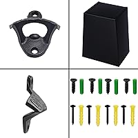 Vista 6 de Abridor de botellas de cerveza de hierro fundido negro montado en la pared con colector de tapas (paquete de 2)