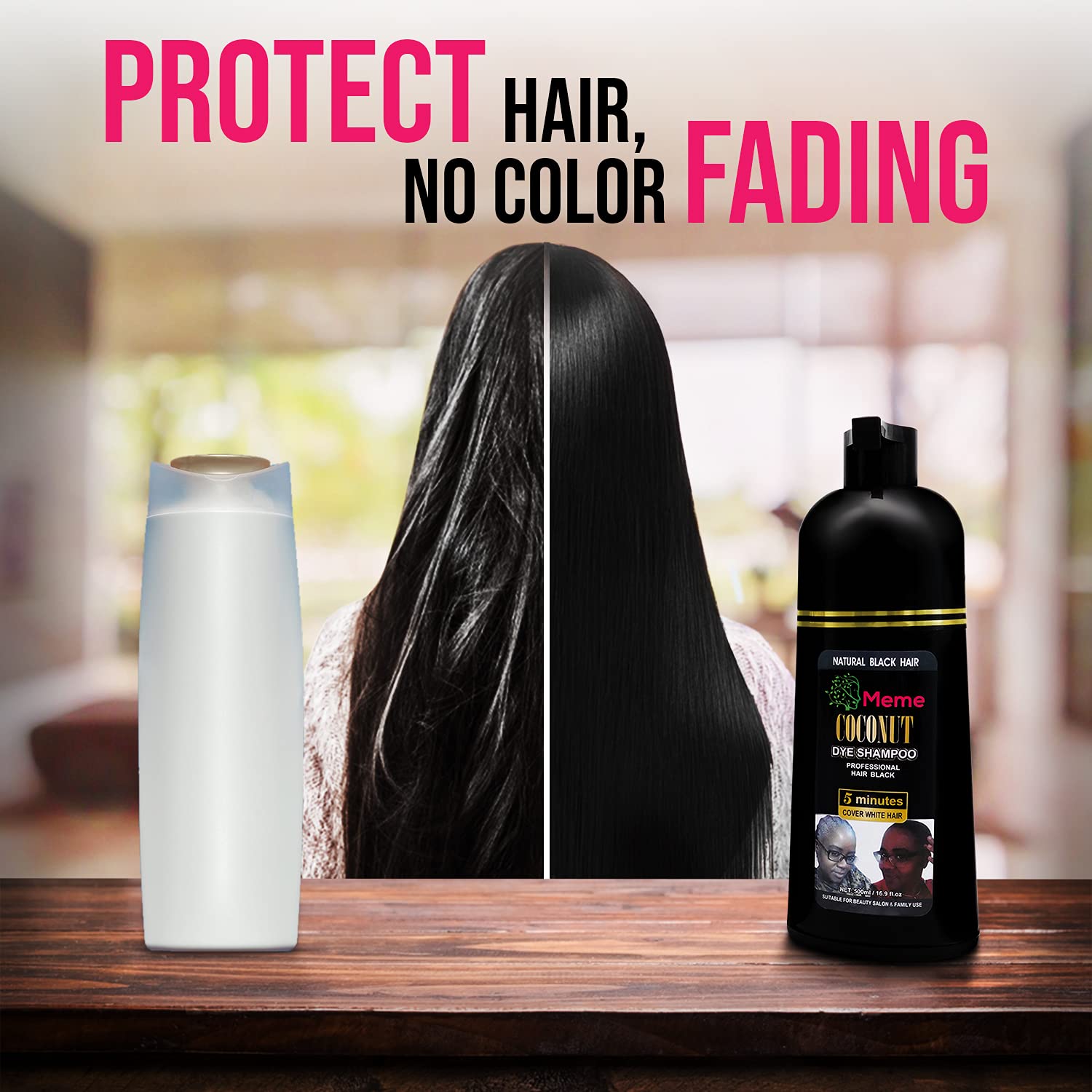 Meme - 16.9 Fl. Oz Coconut Oil Infused Shampoo - Vibrant, Fade-Resistant Color, Gentle on Scalp, Plant-Based Formula with Vegetable Oils, Ultimate Hair Protection for Men and Women