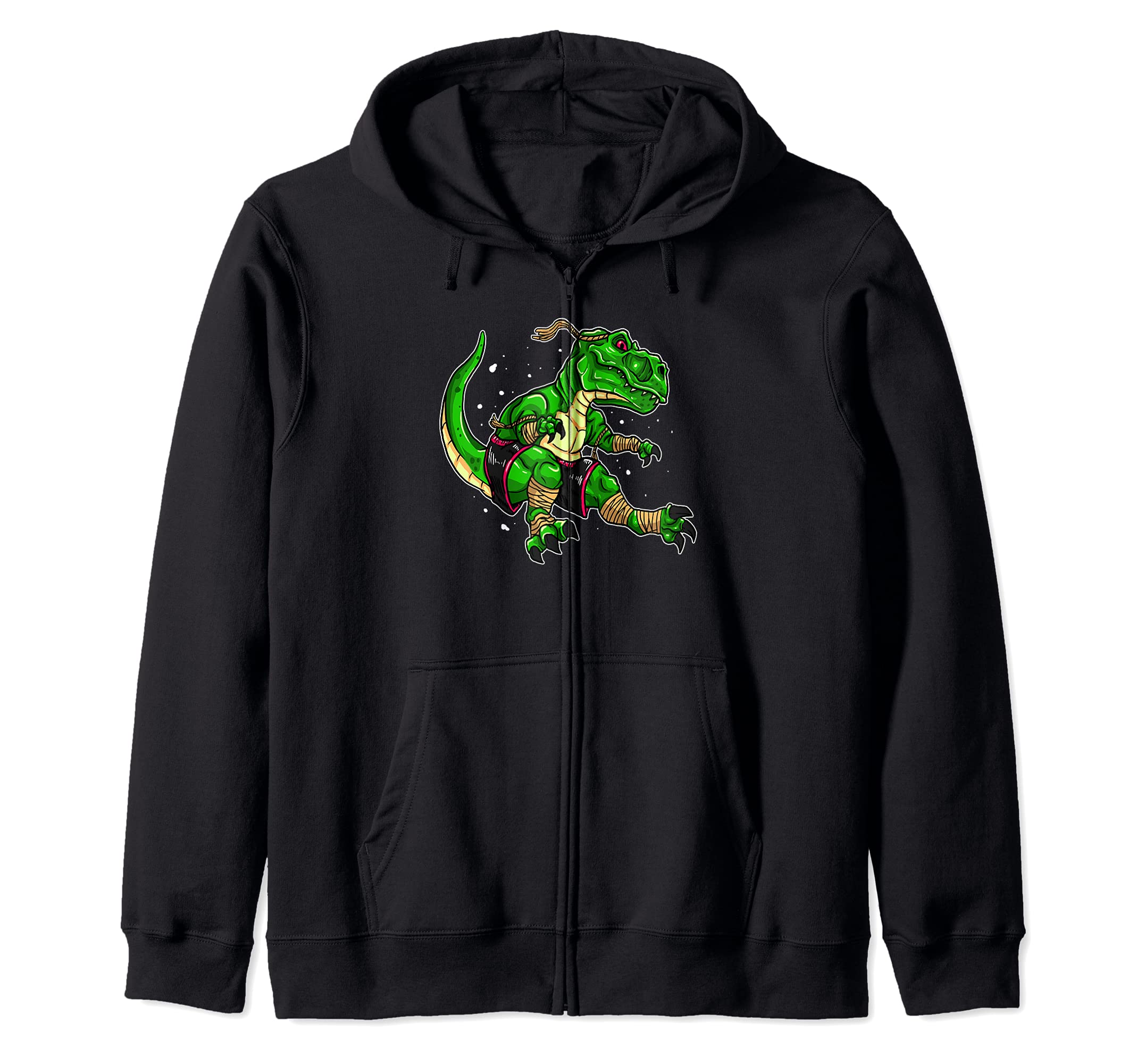 Muay Thai T-Rex Zip Hoodie, Black, S