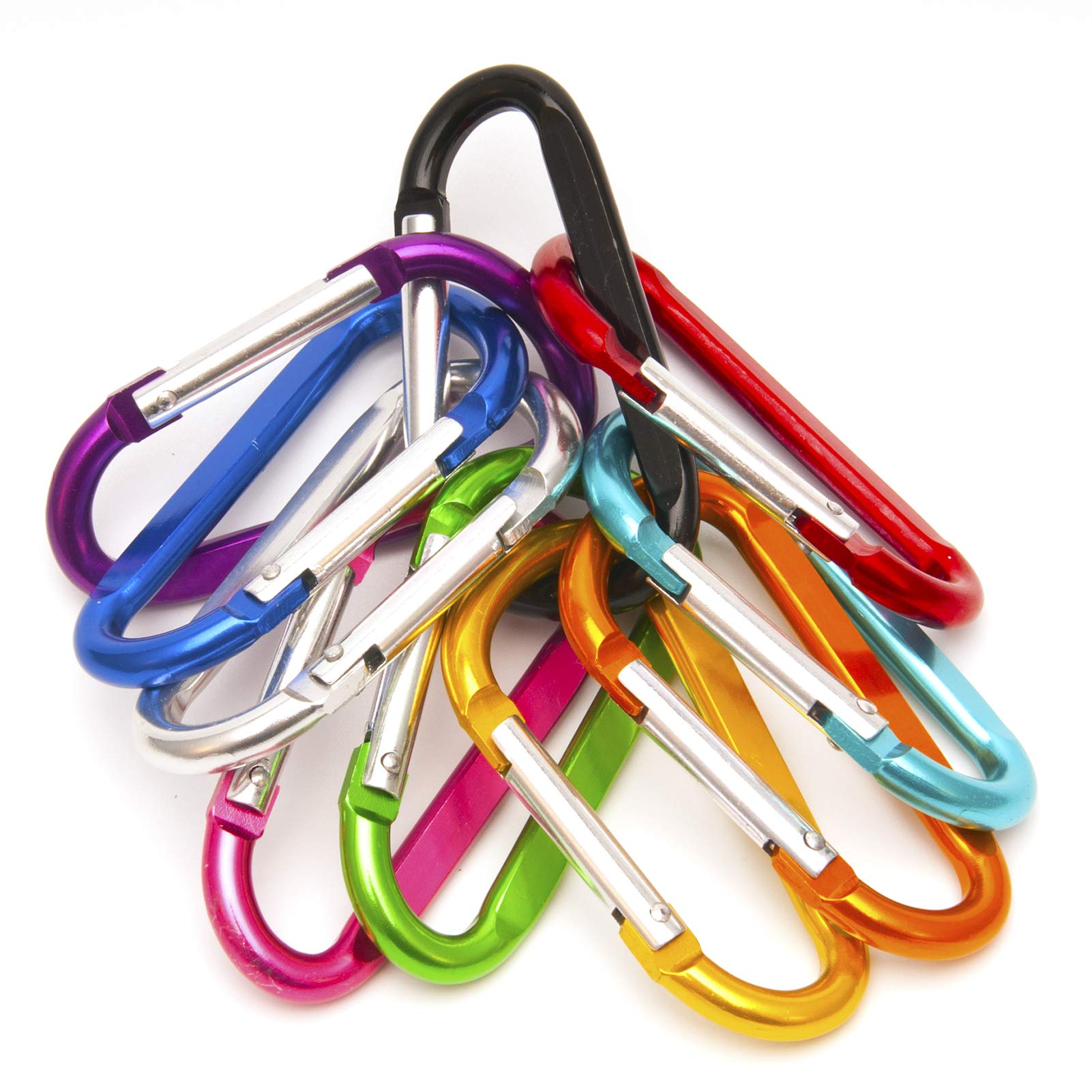 Moschettone con anello a D in lega di alluminio, anello di bloccaggio per scalatore, anello portachiavi, fibbia ad anello, utilizzato per campeggio all'aperto, pesca, viaggi in camper, zaino