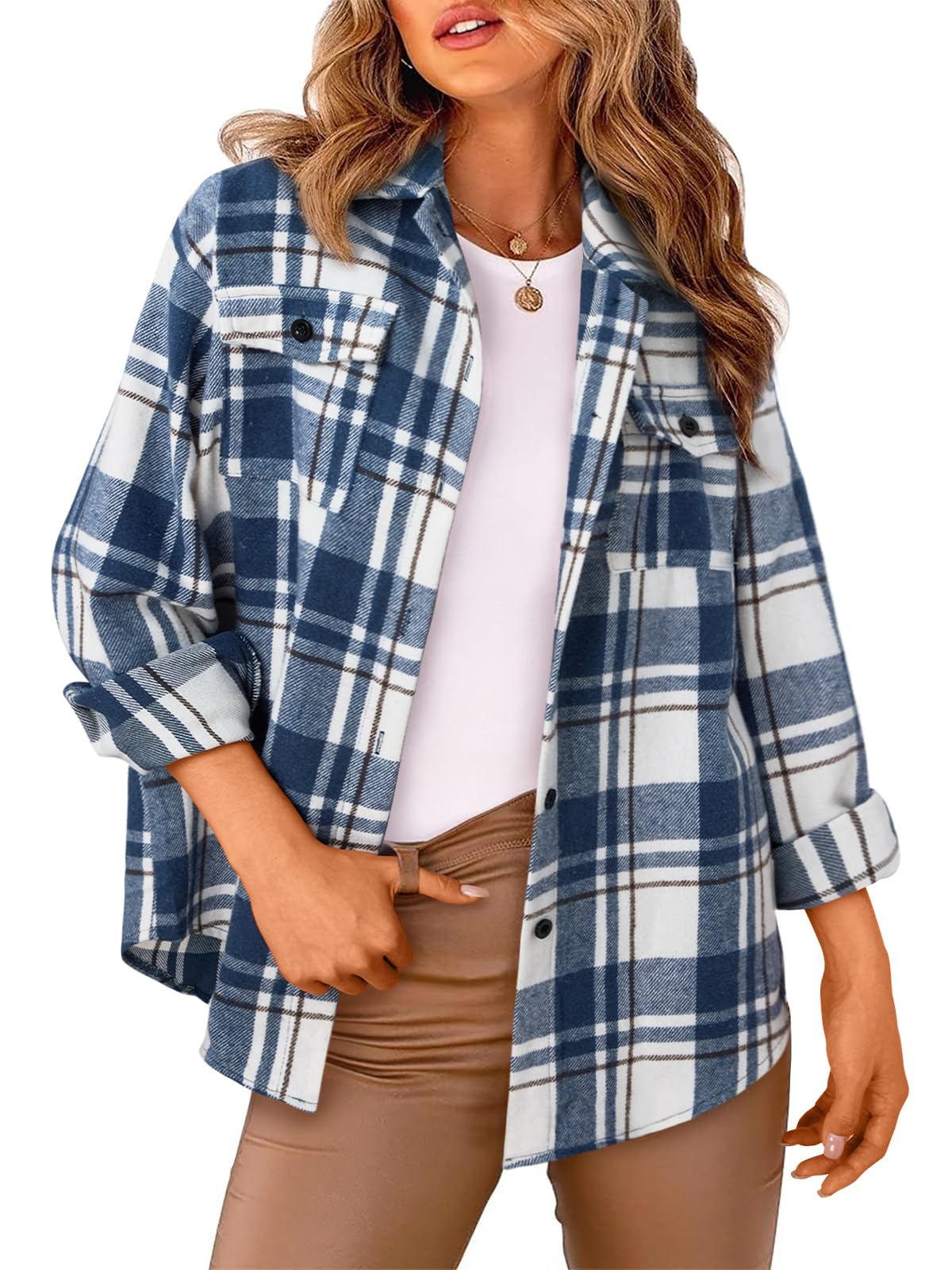 AUTOMET Shackets for Women Plaid Flannel Shirts Fall Winter Jackets Cute Tops Trendy Western Cowgirl Outfits Teen Girls Coats