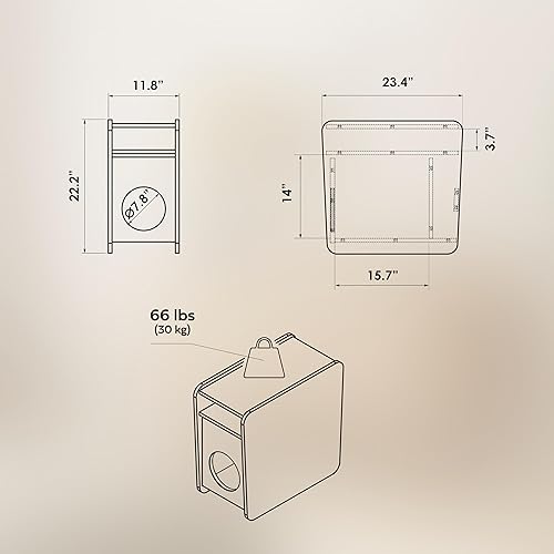 Miniatura 2 de WERMO Mesa auxiliar para gatos de 12 pulgadas, casa para gatos de interior y cueva cerrada y escondite para mascotas pequeñas con soporte para