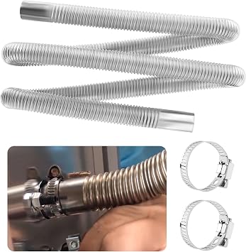 59" Diesel Heater Exhaust Pipe,1" ID Stainless Steel Flexible Exhaust Tubing with 2 Hose Clamps,Universal Exhaust Hose Kit Diesel Heater Accessories for Diesel Air Heater 59"