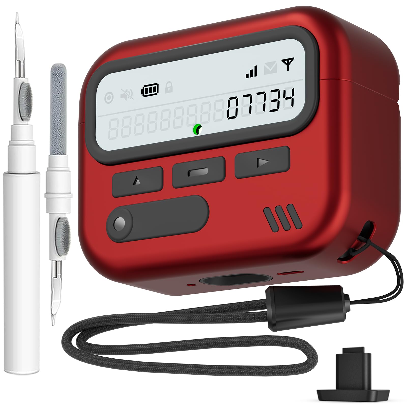for AirPods Pro 3 Case with Safty Lock,Retro Inspired Pager Style (Red)
