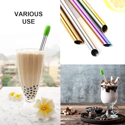 Miniatura 6 de Boba Pajitas reutilizables de metal para batidos de té de burbujas, pajitas de tapioca con perlas de tapioca, pajitas puntiagudas de acero