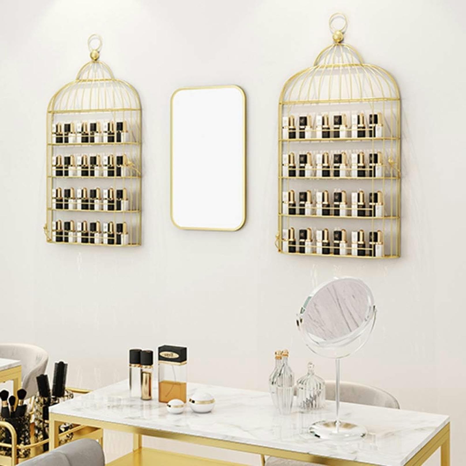 Estante de Pared para Guardar esmaltes de uñas, Soporte metálico para exhibir frascos de Esmalte, Ideal para Salones de manicura, y Que también se Puede Utilizar para exhibir perfumes, Pinta