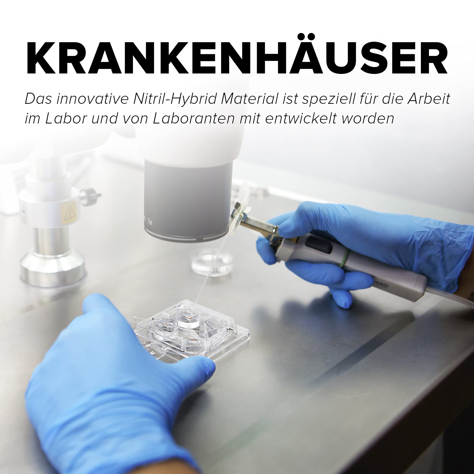HARD Einweg-Handschuhe Nitril-Hybrid Größe L, Puderfrei, Latexfrei, Einmalhandschuhe Untersuchungshandschuhe 1000 Stück - Blau