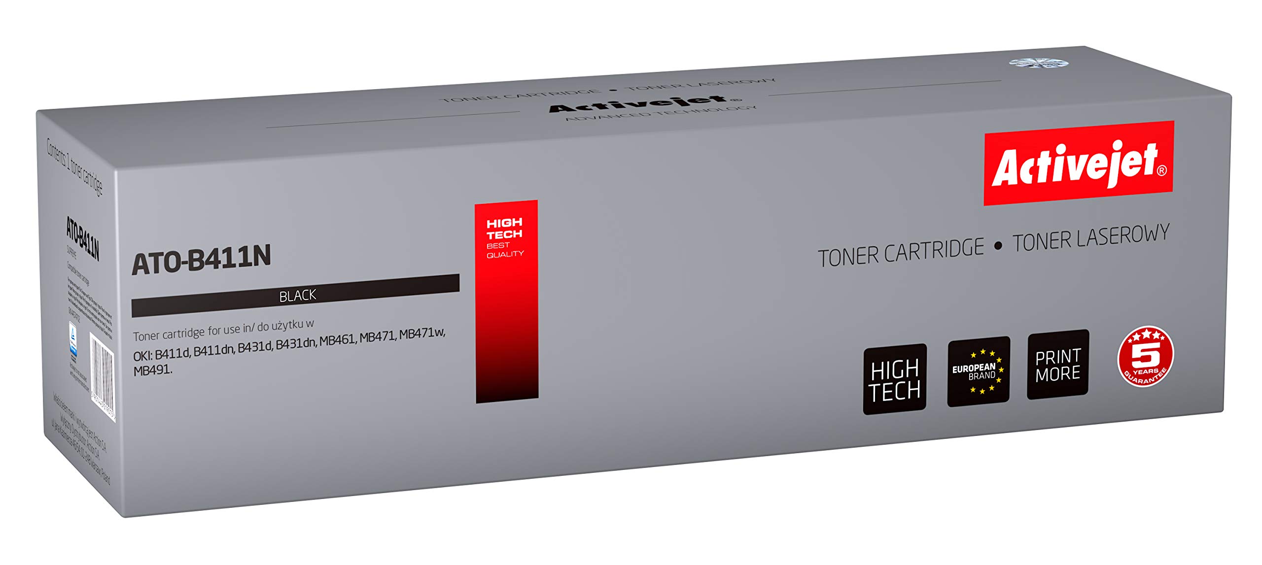 Toner Activejet Ato-B411N Do Drukarki Oki, Zamiennik Oki 44574702; Supreme; 4000 Stron; Czarny.