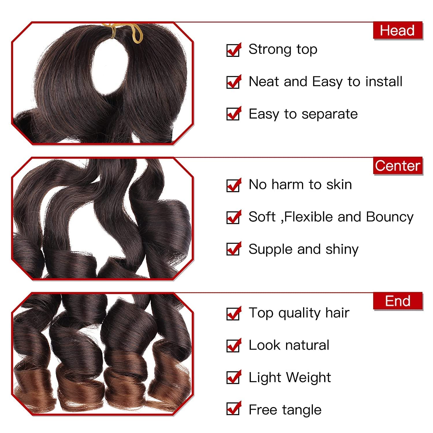 Xtrend 14 Inch French Curly Braiding Hair - Pre-curled Bouncy Braids with Curly Ends for Goddess Box Braids - 8 Packs - Image 3