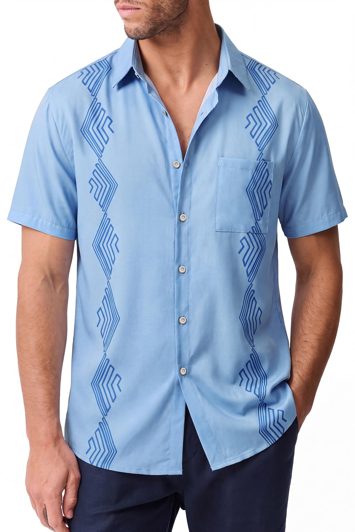 KYKU Camicia hawaiana da uomo a maniche corte, casual, con bottoni, tropicale, estiva, spiaggia, vacanze, con tasca