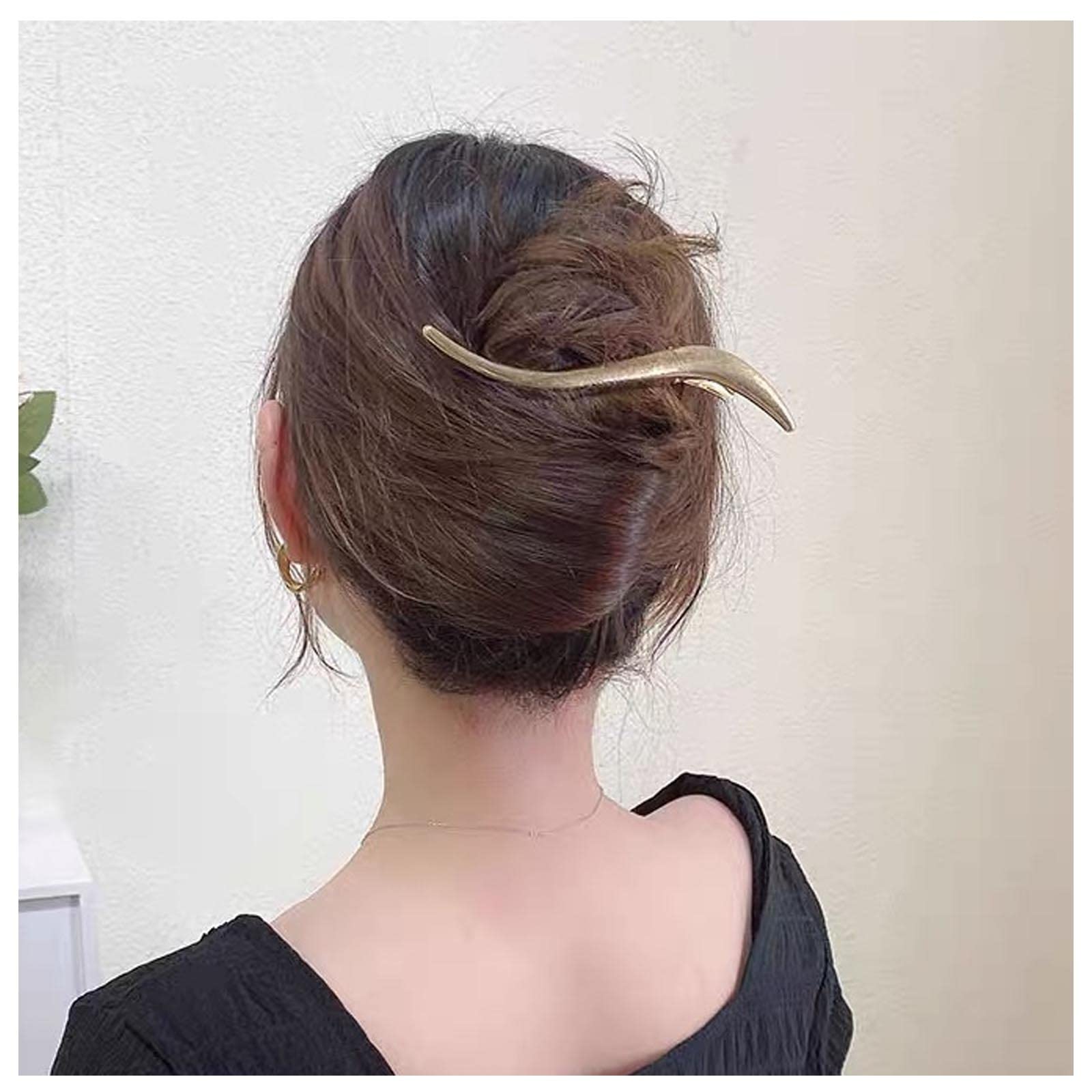 Cybche Metal Hair Clip Barrette Gold Metal Hair Clips Pin Minimalist Side Clip Barrette Alloy Alligator Hairpins Decorative Hair Accessories for Women(Gold2)