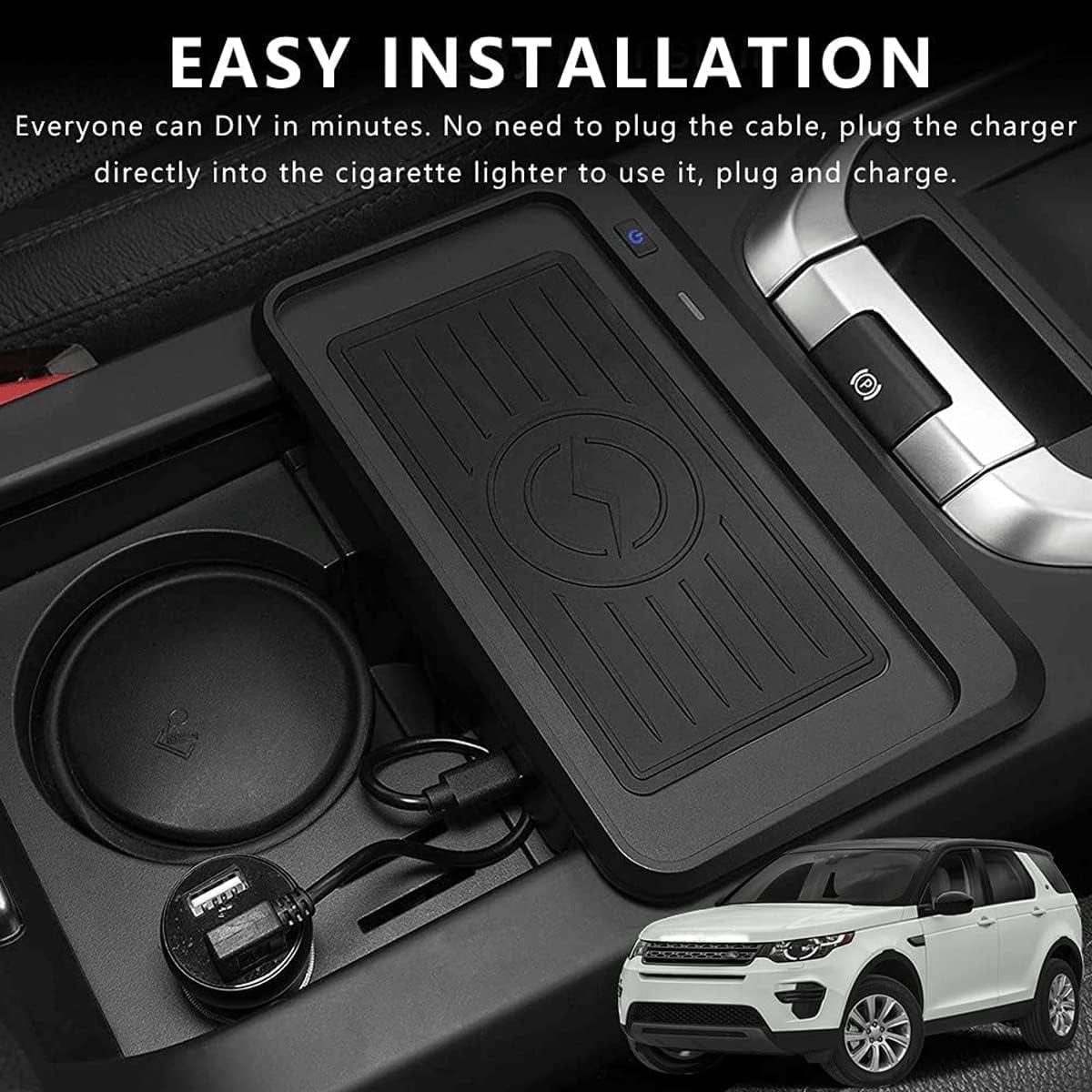 mobile phone charging boardfor discovery sport 2015 2019 wireless car charger center console accessory panel 10w qi fast charging phone charger pad