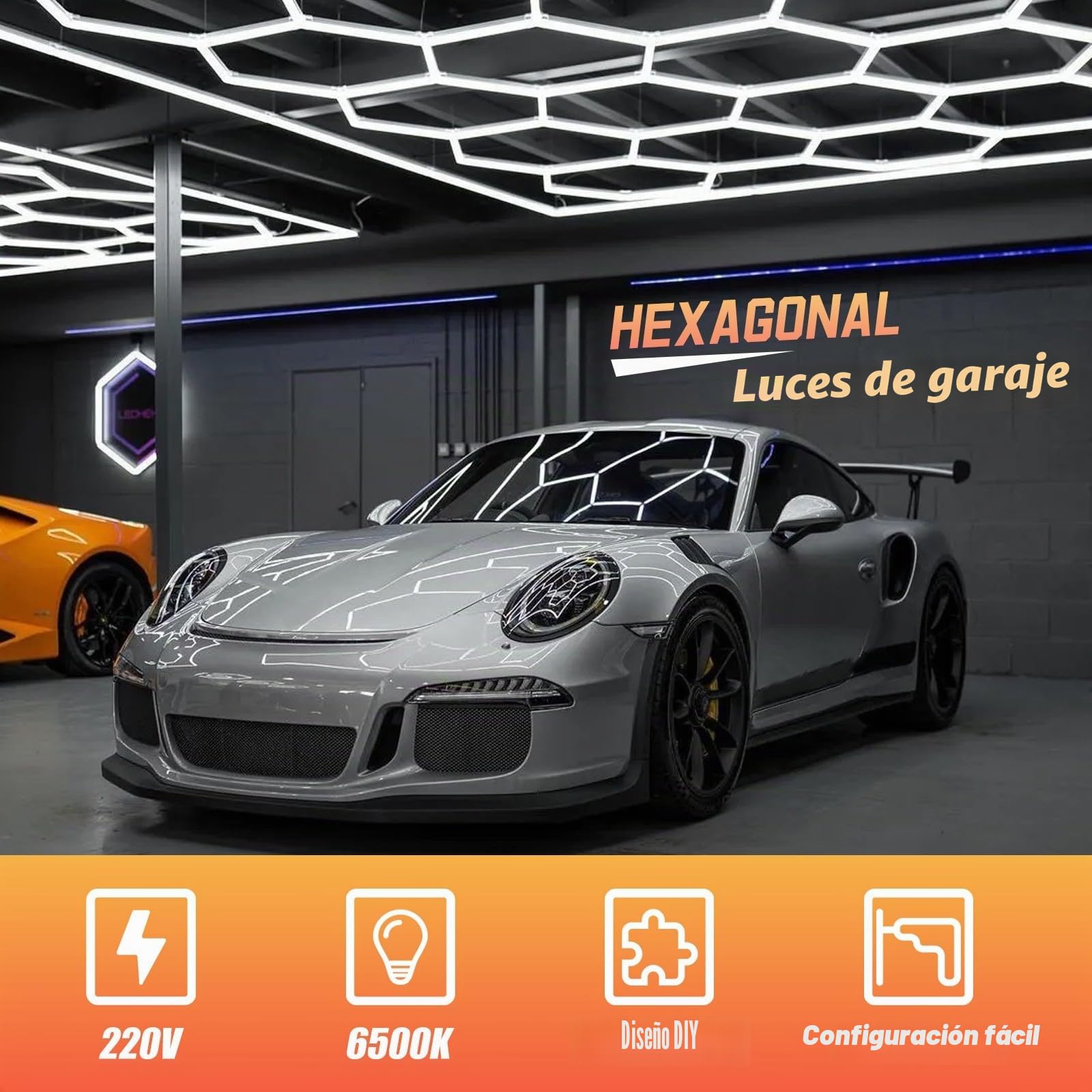 Luces LED Hexagonales Para Garaje, Techo LED De Nido De Abeja De 6500 K, Tubo De Luz De Mayor Tamaño, Luces De Anillo Hexagonales Para Taller, Taller De Detalles De Automóviles 14 HEX