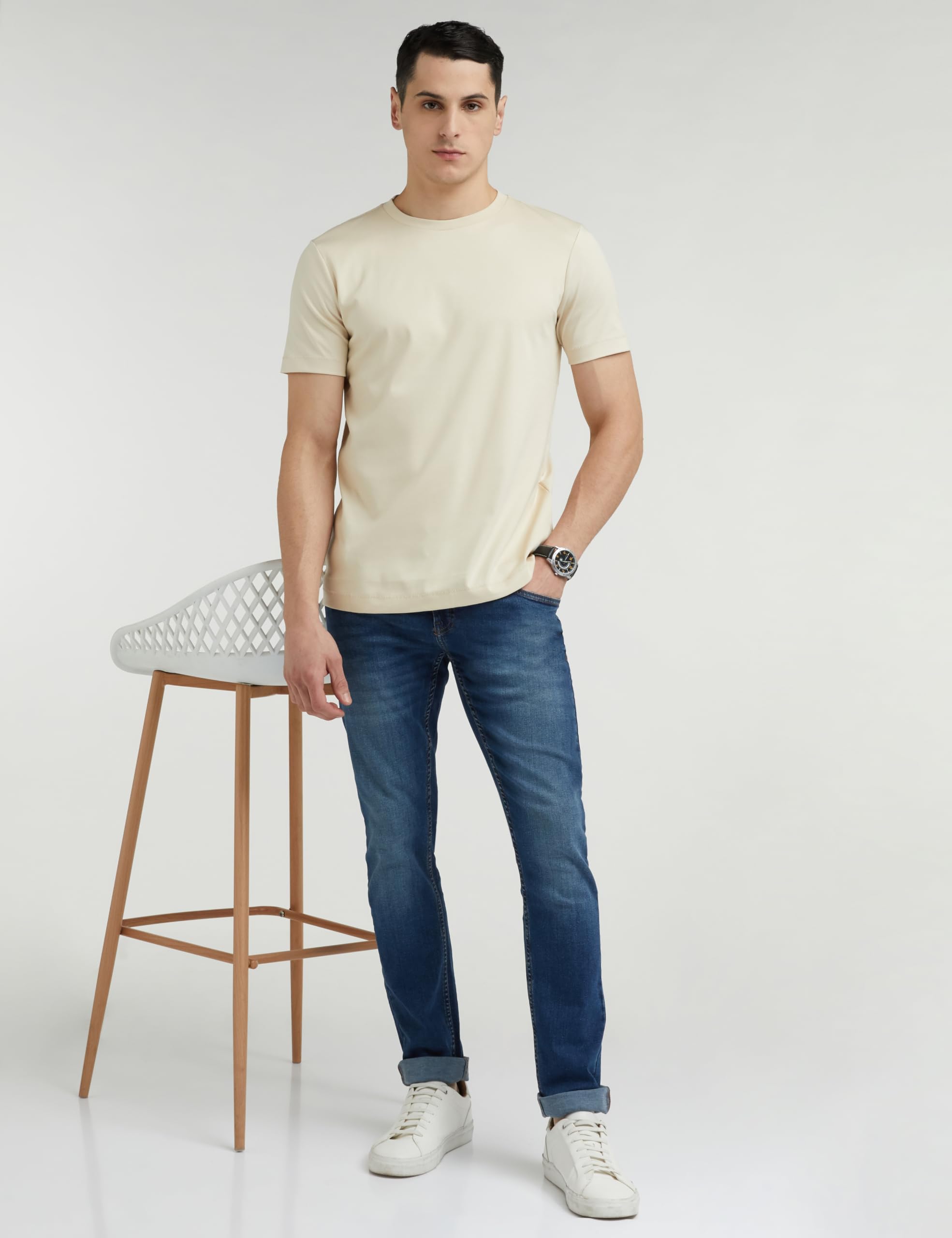 Peter England Men's Premium Skinny Fit Stretchable Mid Rise Jeans Navy, 32 - Image 3 thumbnail
