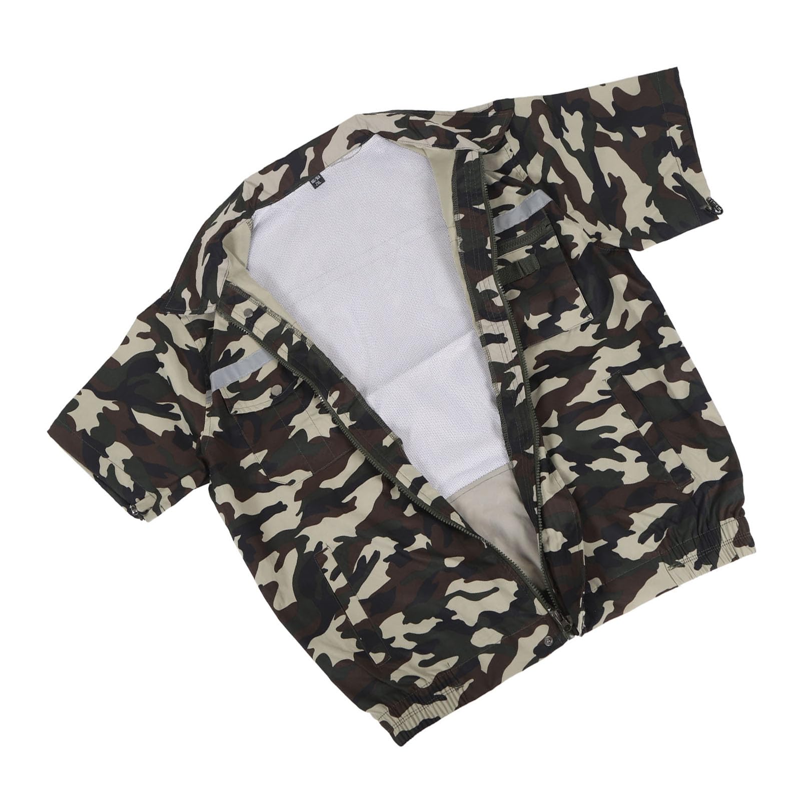 Qqmora Chaqueta con Ventilador, Ropa Ligera y Cómoda con Aire Acondicionado para Ciclismo Al Aire, Camuflaje, 1 Chaqueta, 2 Ventiladores
