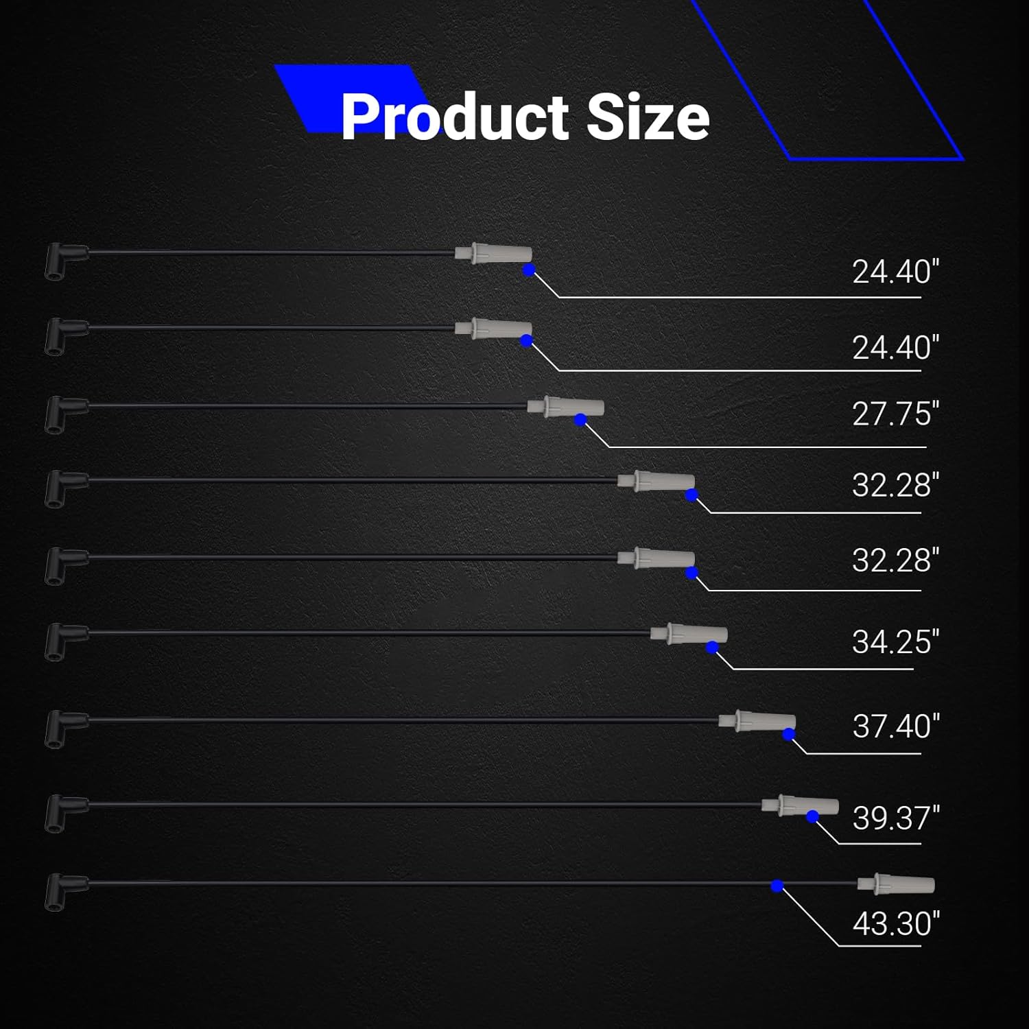 9388T High Performance Low Resistance Engine Spark Plug Wire Set for 1992-2003 Dodge Dakota Durango Ramcharger Replace# 9388T 19307633 (Set of 9)