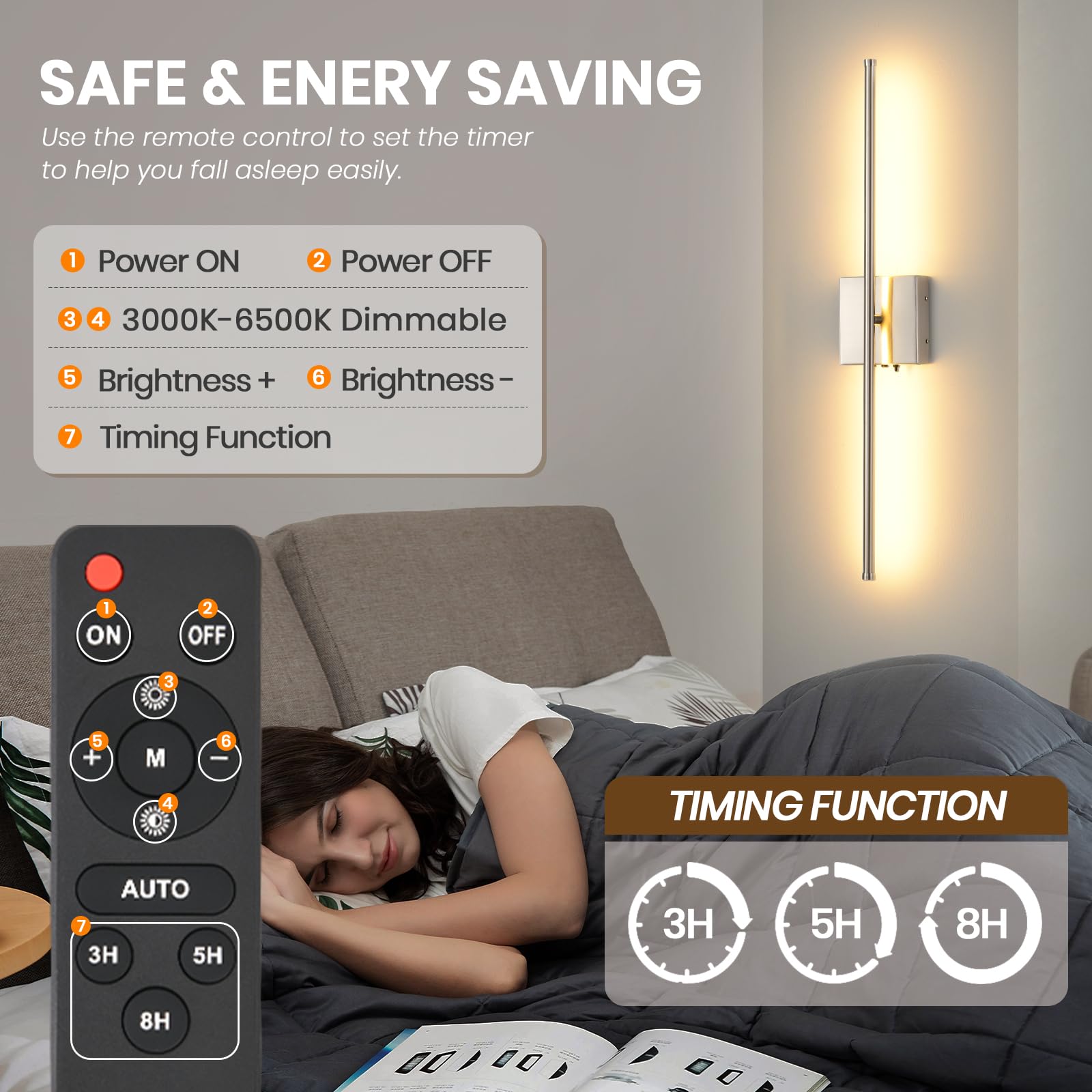 Battery Operated Wall Sconce Set Of 2 – Rechargeable LED Lights With Remote, Touch Dimming, 3 Color Temperatures, 350° Rotation, Sand Nickel Finish