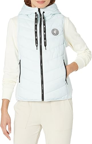 DKNY Womens Logo Drawstring Puffer Vest