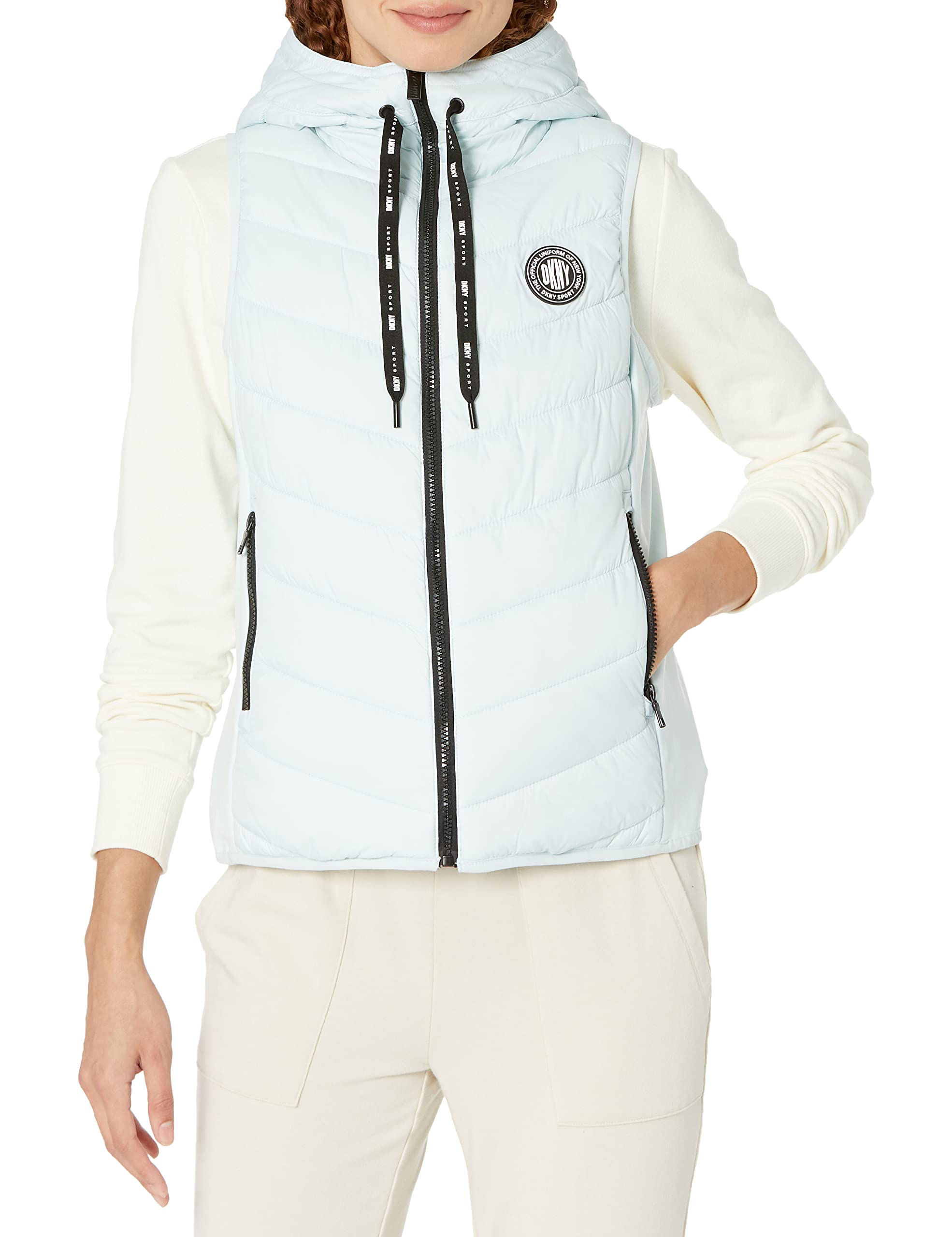 Hooded Puffer Vest Women Donna Karan New York Women's Hooded Down