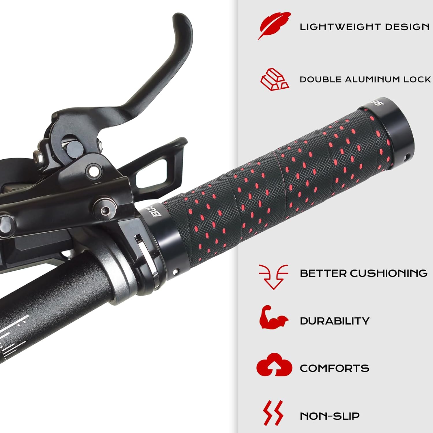 BUCKLOS Bike Handlebar Grips Double Lock on Bicycle Handle Bar and BMX Pedal Mountain Bike Pedals Flat MTB Pedals, Lightweight Nylon Fiber Road Bike Pedals Non-Slip