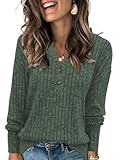 Womens Lightweight Sweaters Button Down Fall Long Sleeve Pullover Shirts Business Casual Tunic Tops