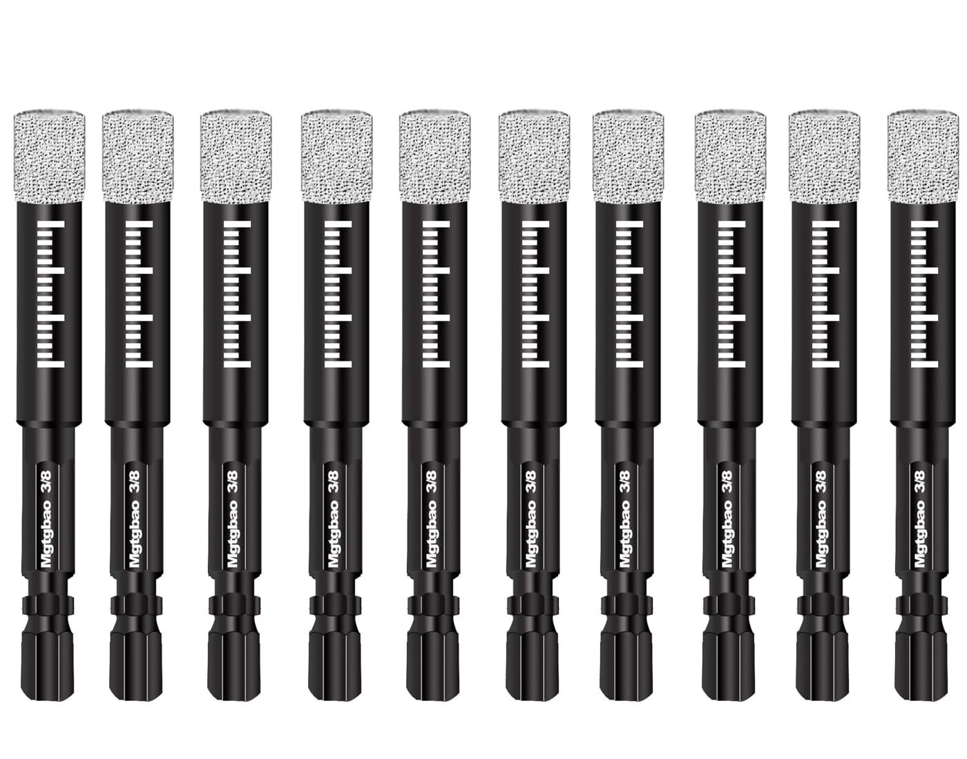 Mgtgbao 10PCS Black 3/8 inch Dry Diamond Drill Bits Set, 10mm Ceramic Drill bit Core Drill bit for Granite Marble Tile Ceramic Stone Glass Diamond