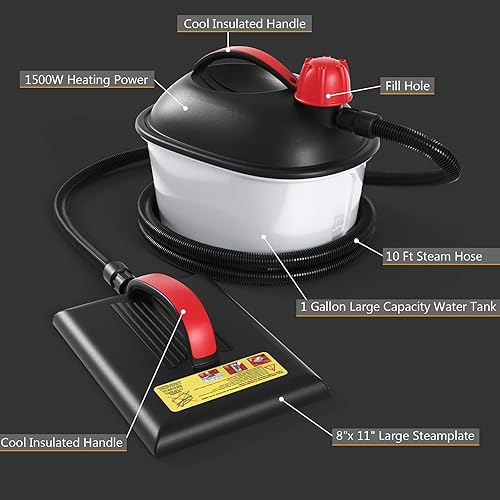 Miniatura 6 de Goplus Limpiador de papel pintado vaporizador sin químicos para eliminación de papel tapiz con manguera de 10 pies y placa de vapor grande