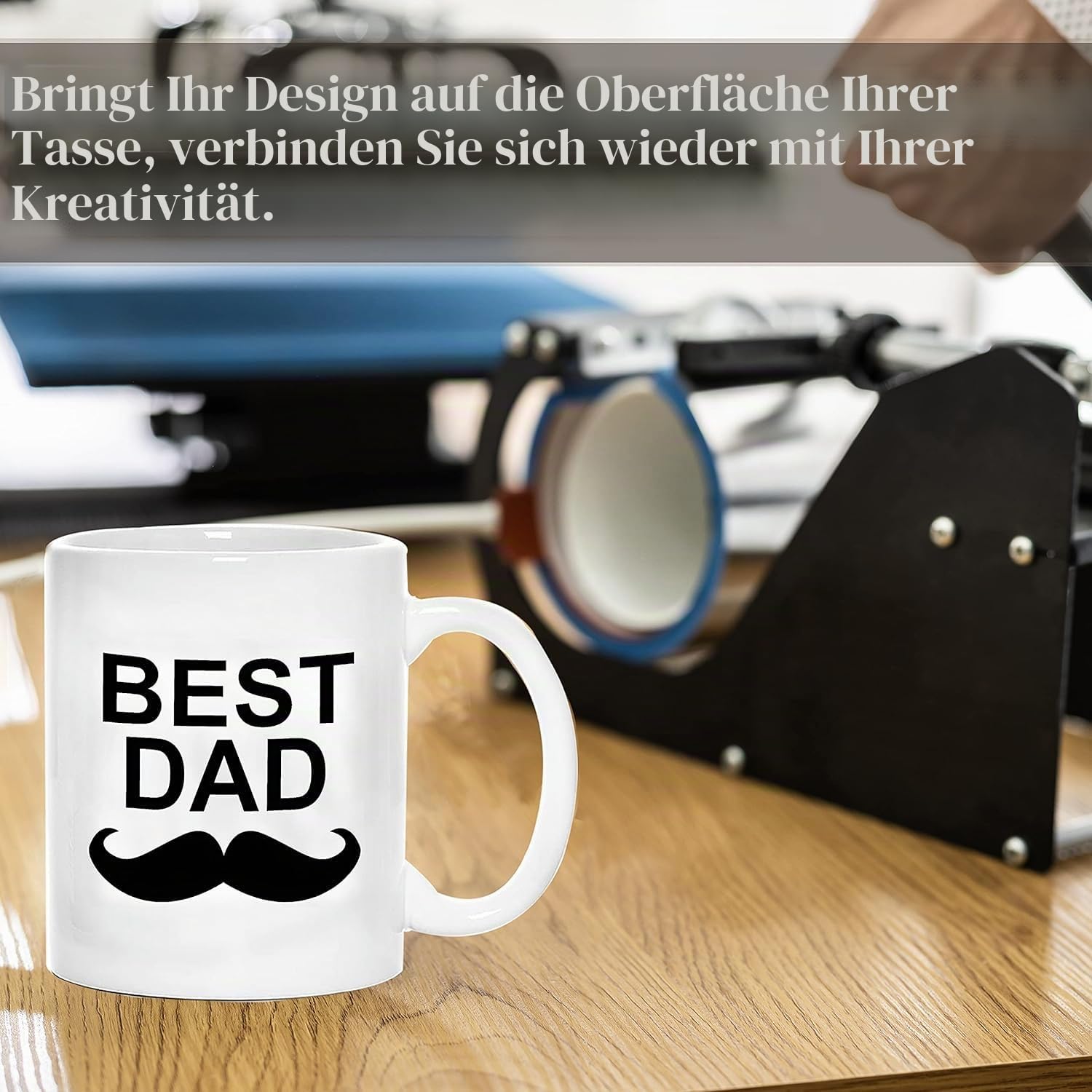 Sublimation weiße Kaffeetassen mit großem Griff, 325 ml, blanko, bedruckt mit Box, 24 Stück