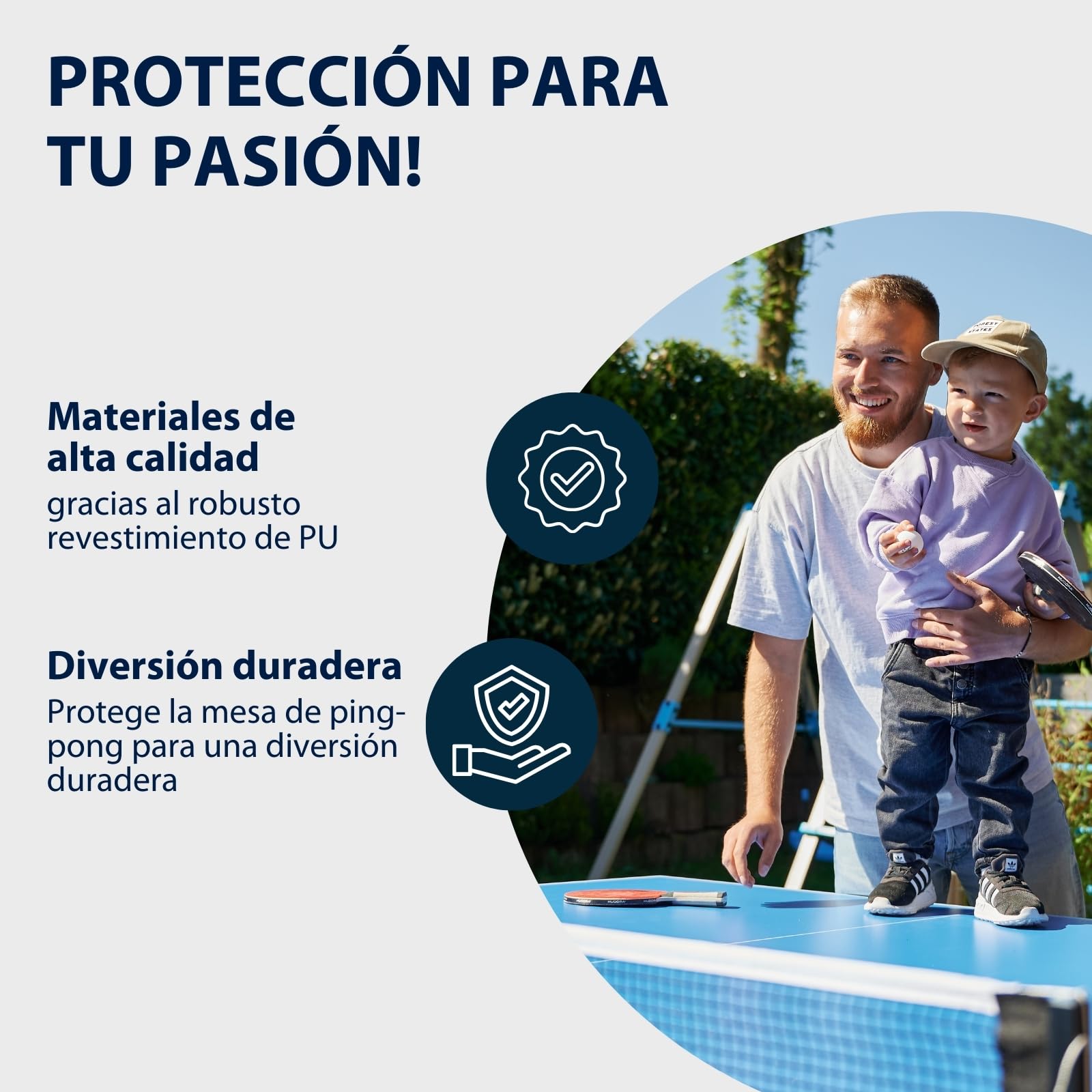 HUDORA Funda para Mesa de Ping-Pong I 187x72x156 cm I Cubierta con Revestimiento de PU I Protección contra sol, polvo & lluvia I Protector para Mesa de Ping-Pong con Cremallera