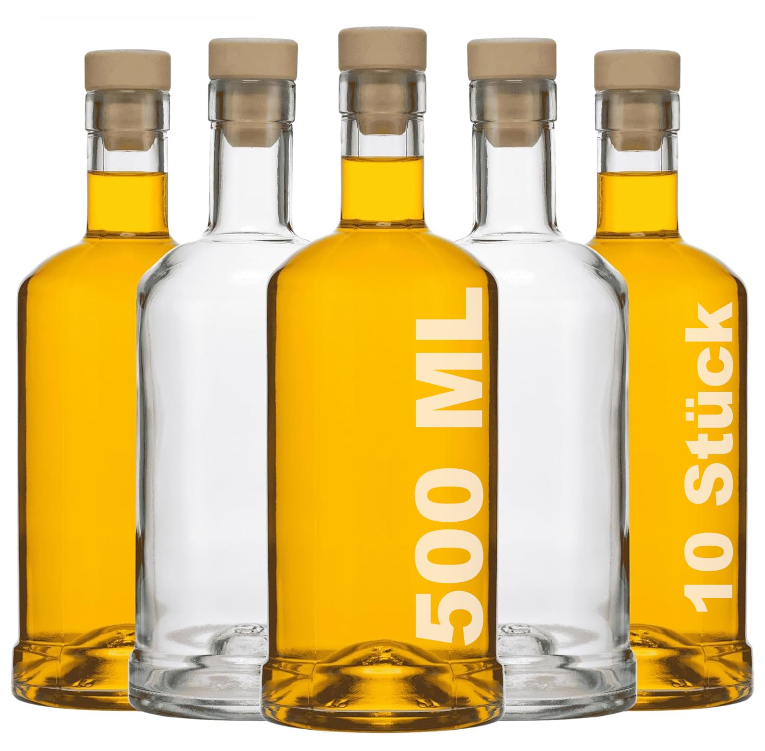 10 x 500 ml puste butelki szklane, NOC-Statua, butelka na wino, wódkę, ocet, olej, szklane butelki 0,5 litra, do samodzielnego napełnienia