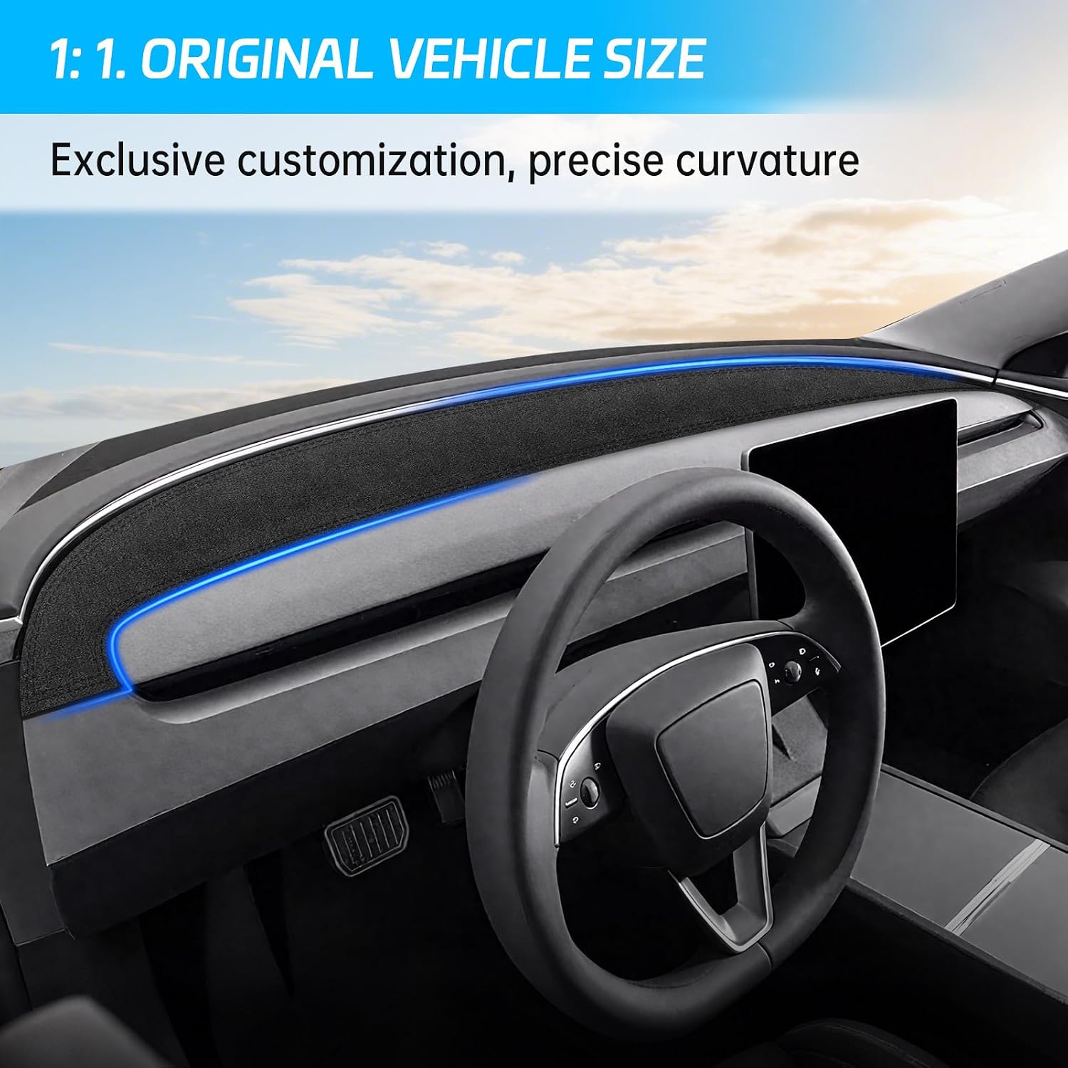 MASHA Dashboard Cover for Tesla Model Y Juniper 2025-2026,Flannel Dashboard Pad Dash Mat Compatible with New Tesla Model Y Juniper Dashboard Decorative Interior Auto Accessories