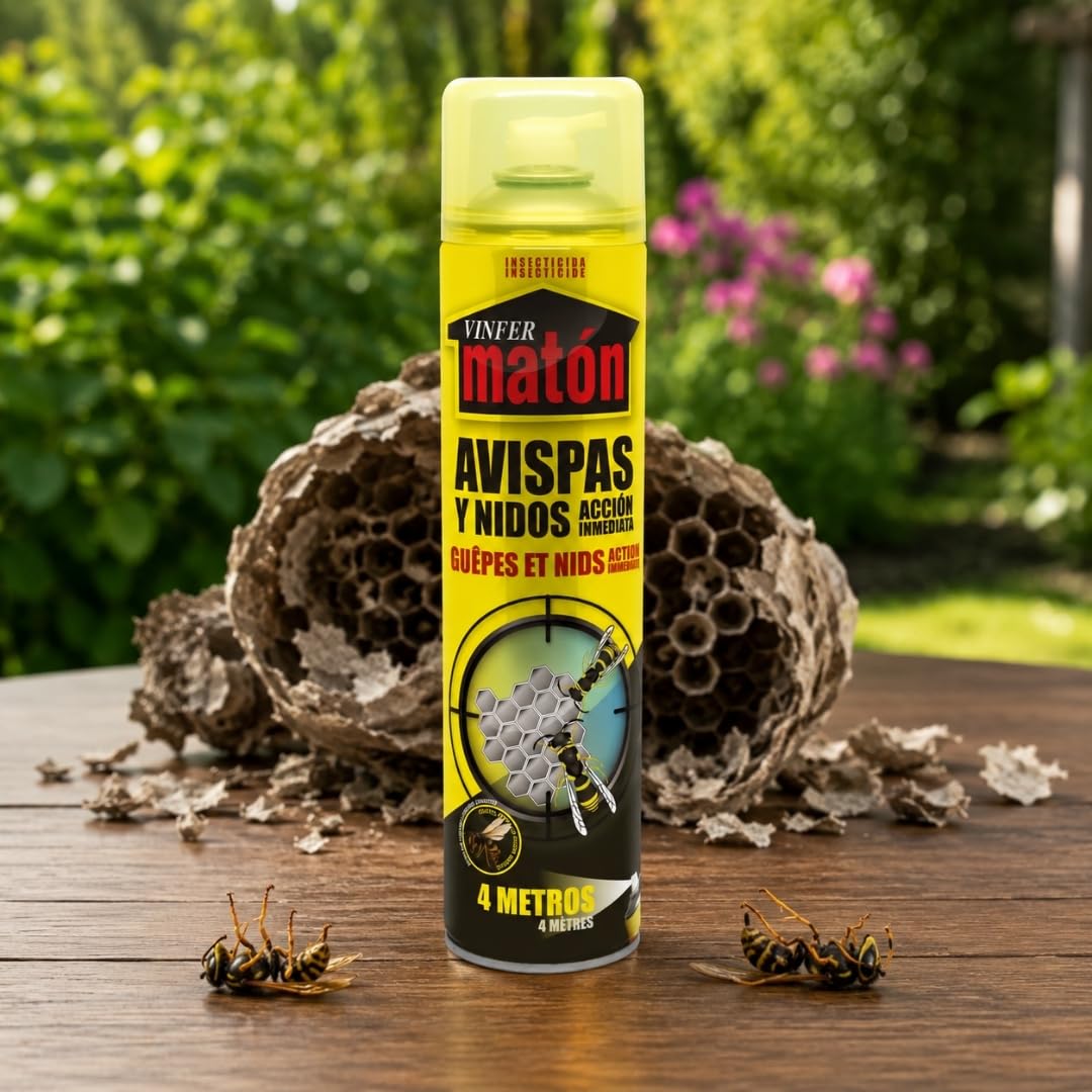 VINFERMATON Insecticide Guêpes et Frelons Extérieur Pack 2×600 ml | Anti-guêpes | Portée jusqu'à 4 m | Action Immédiate Professionnelle