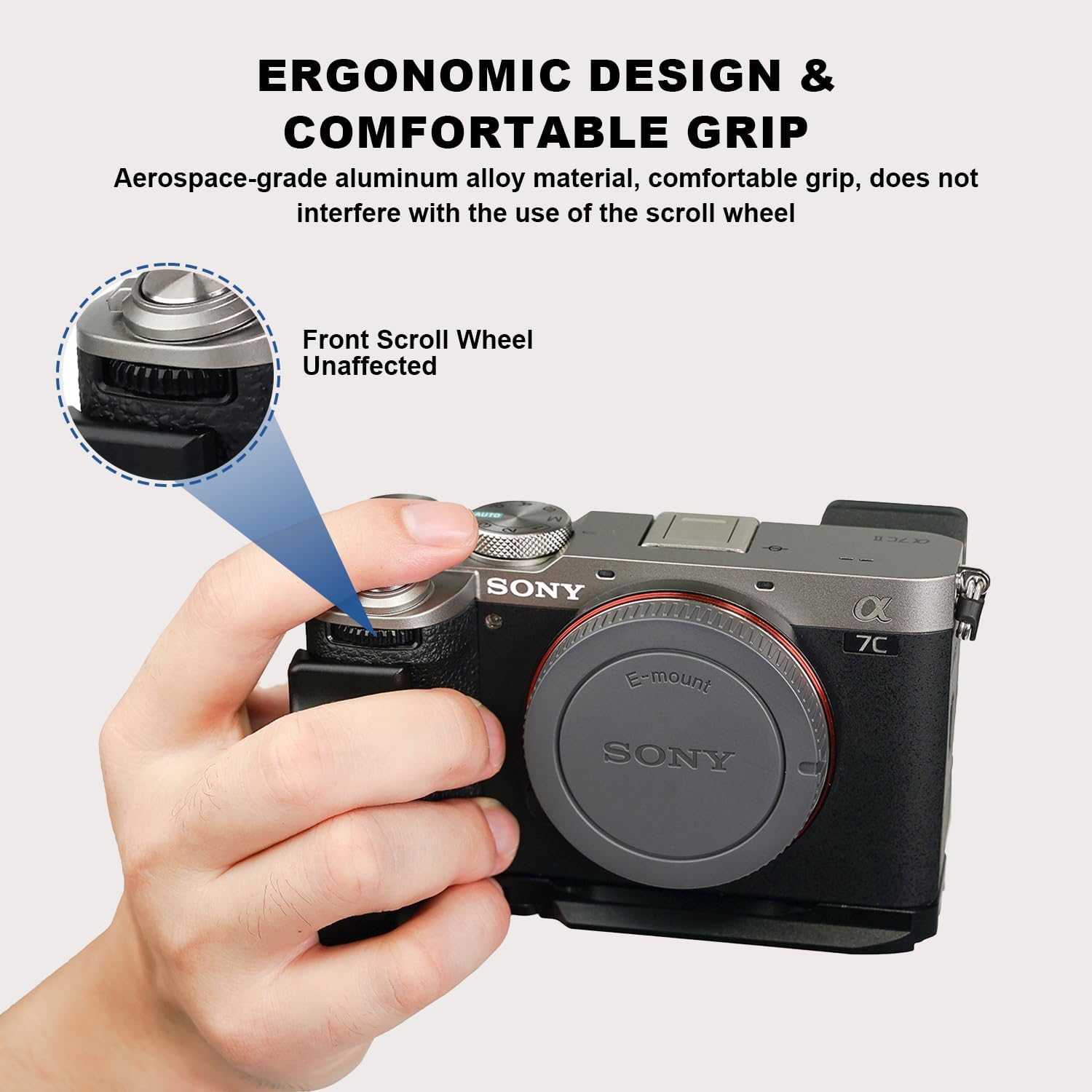 Handgrip L Shape Grip for A7C2/A7CR, Compatible with Arca Swiss Tripod Fluid Head, Black Bracket (LH-02(Black Grip)) - Image 3