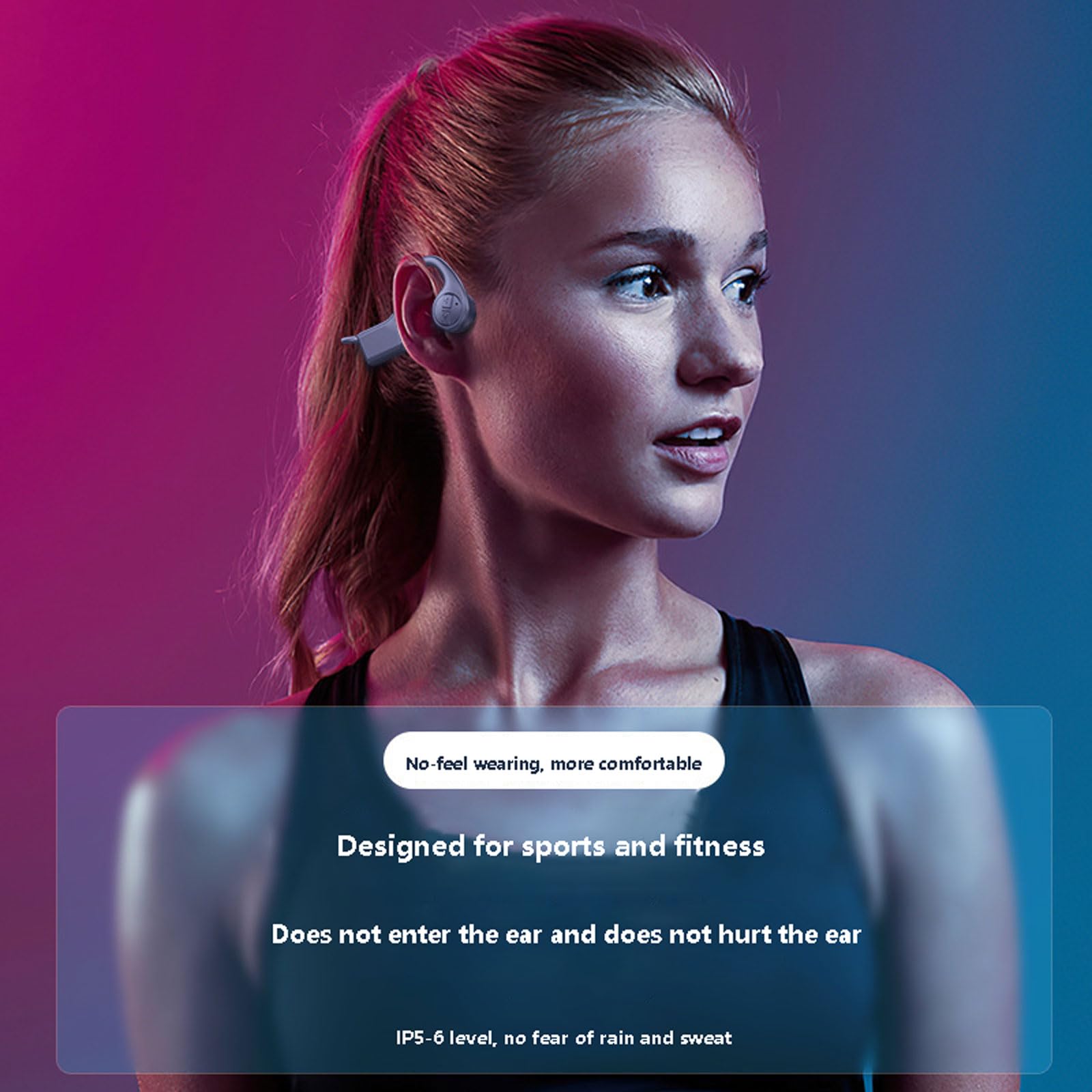 Cuffie Conduzione Ossea Cuffie Aperte Wireless Bluetooth 5.0,IPX6 Impermeabili e Antisudore Auricolari Bluetooth Sport,15 ore di riproduzione,Cuffie a Conduzione Ossea Open run per Corsa Fitness