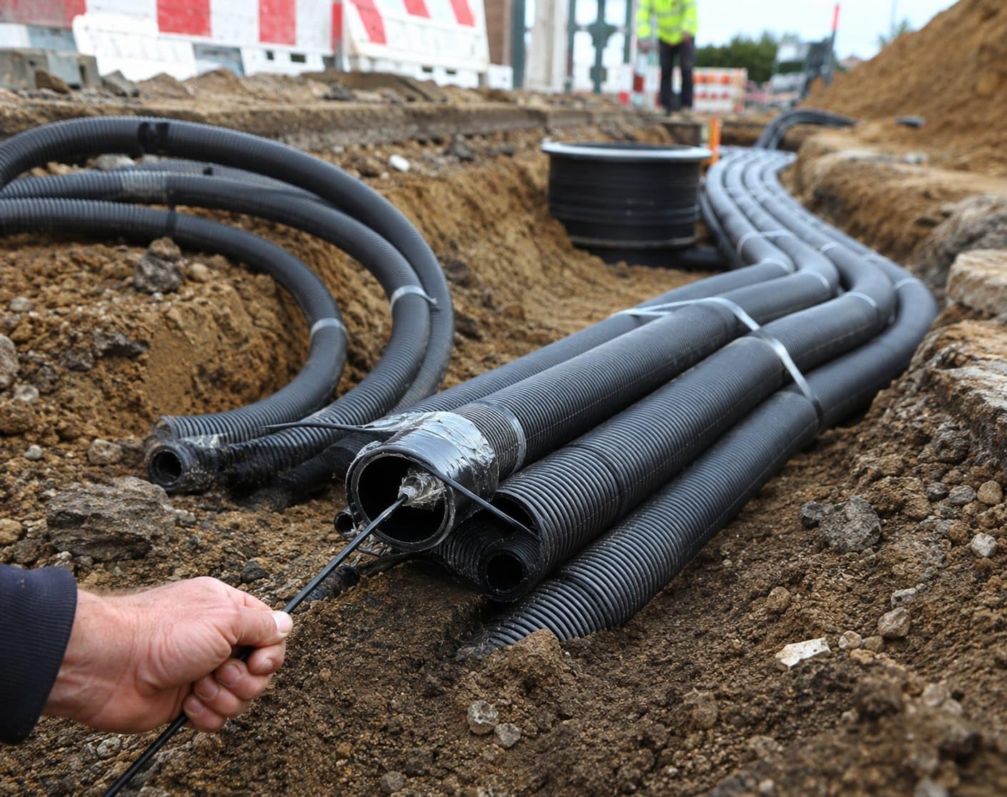 DN63 Kabelschutzrohr Flexibles Wellrohr Leerrohr mit Einzugshilfe 15 Meter