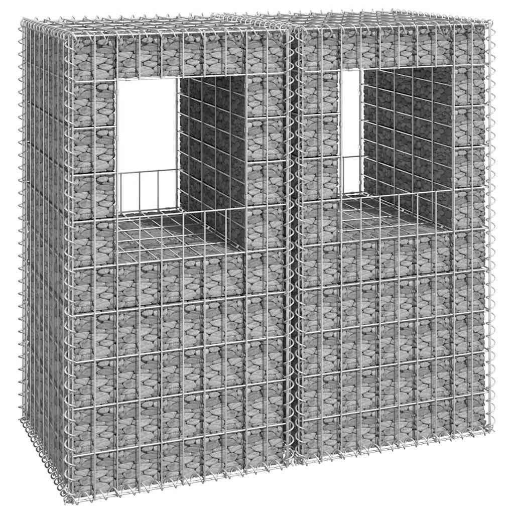 Colonne de gabion en fer inoxydable 50x50x100 cm grillagée avec couvercle supérieur