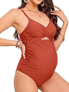 Traje de baño de una pieza para mujer, envuelto en la parte delantera, fruncido, traje de baño para embarazo, con gancho trasero