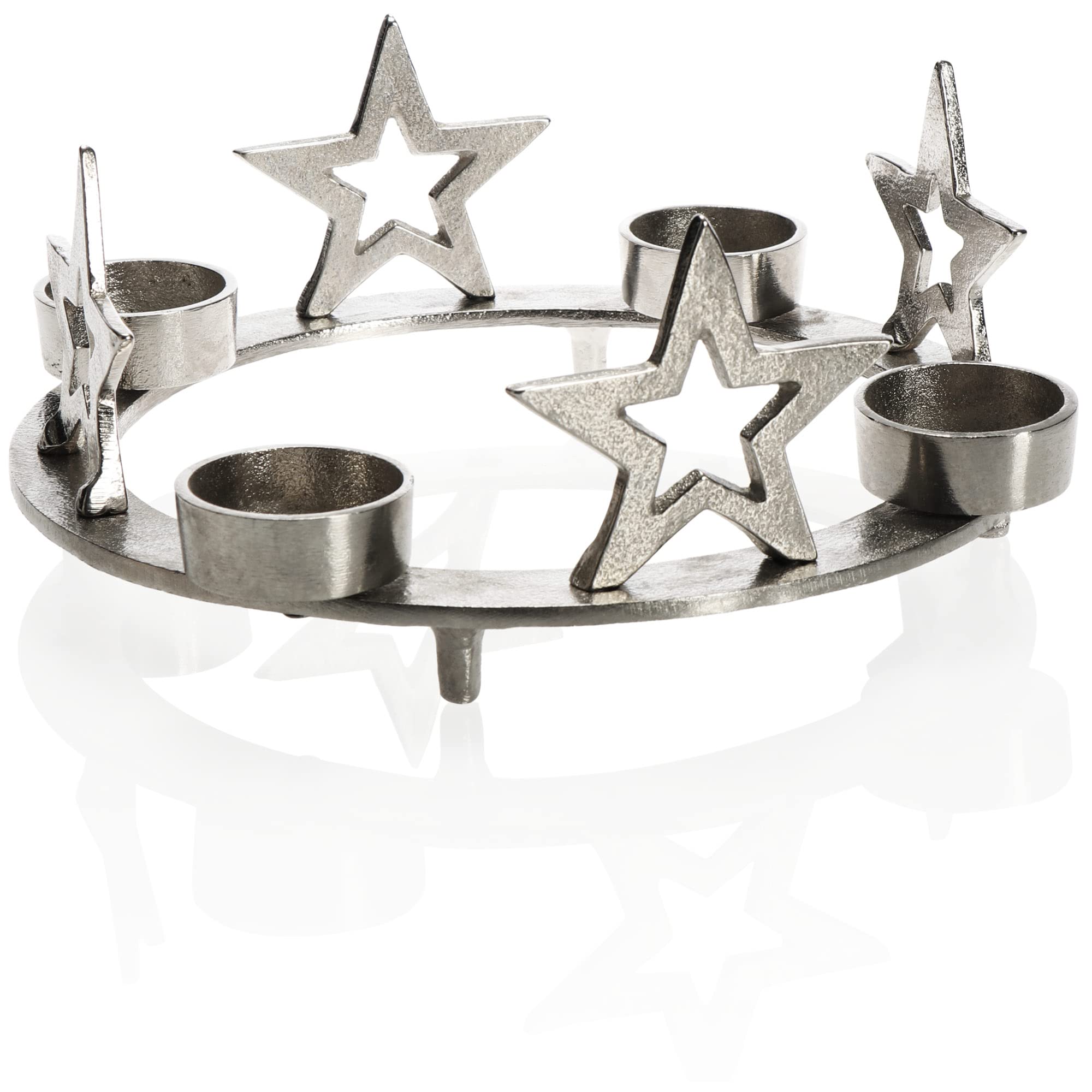 COM-FOUR® metal tealight holder with star motif - decorative candlestick for winter time - Christmas tealight holder - Christmas decoration