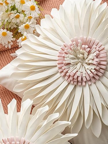Miniatura 4 de QWINEE Fundas de almohada con diseño de flores en 3D, fundas de almohada para el hogar, dormitorio, 18 x 18 pulgadas, color blanco A