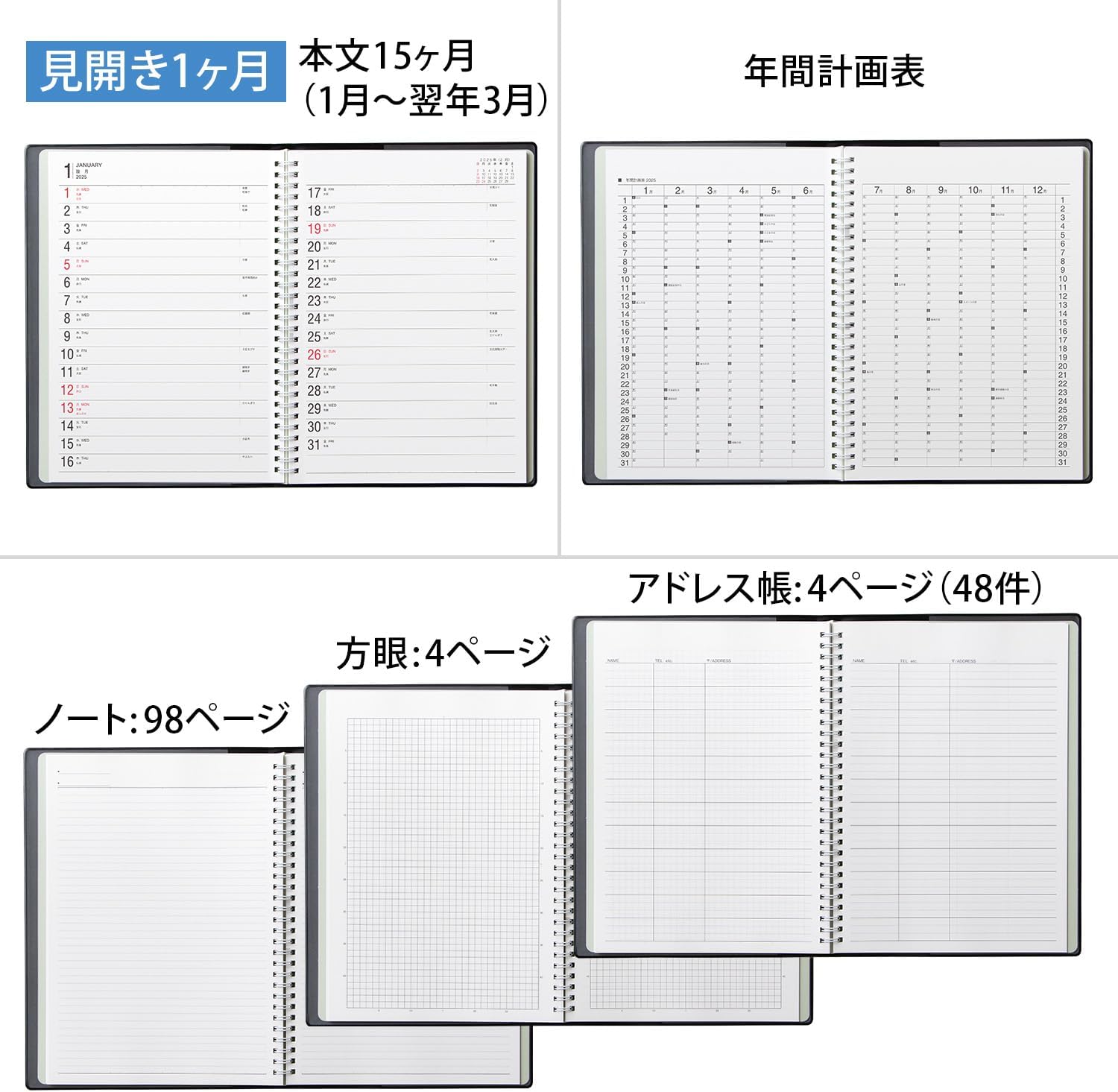 Apica D1425 Notebook, Begins in January, 2025, B5, Monthly Type, 15 Months