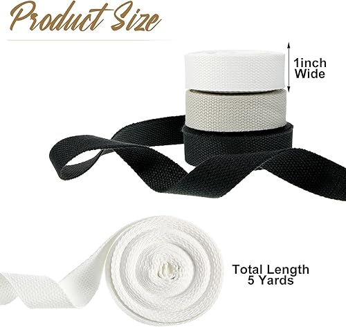 Miniatura 9 de 3 rollos de correas de algodón pesado de 1 pulgada para artes y manualidades, bolsas de lona, suministros al aire libre, decoración, costura,